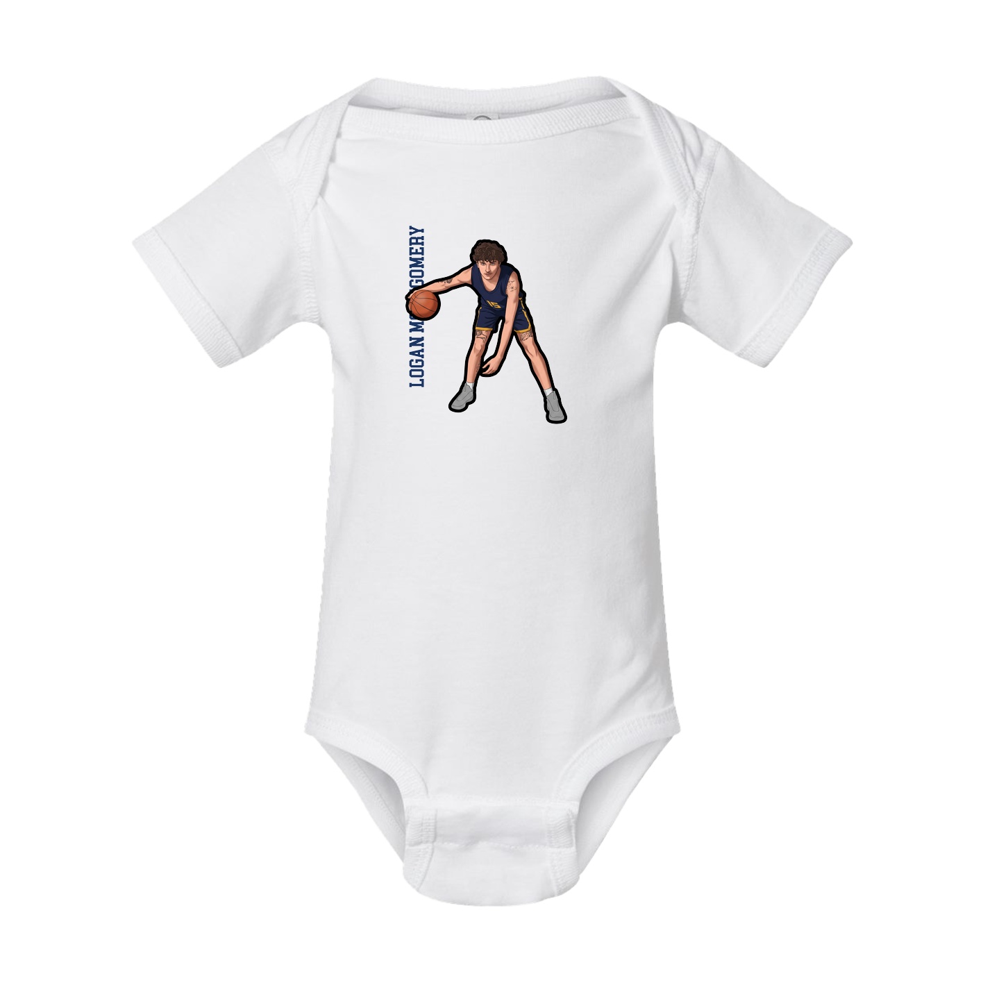 Baby Onesie — Name Vertical in White
