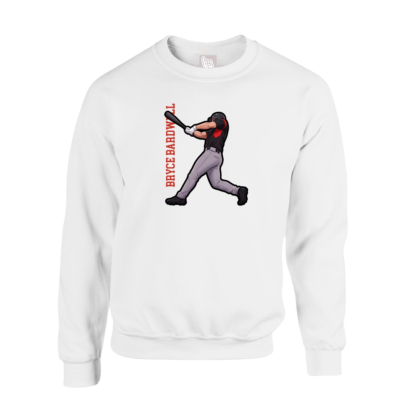 Fleece Crew — Name Vertical in White