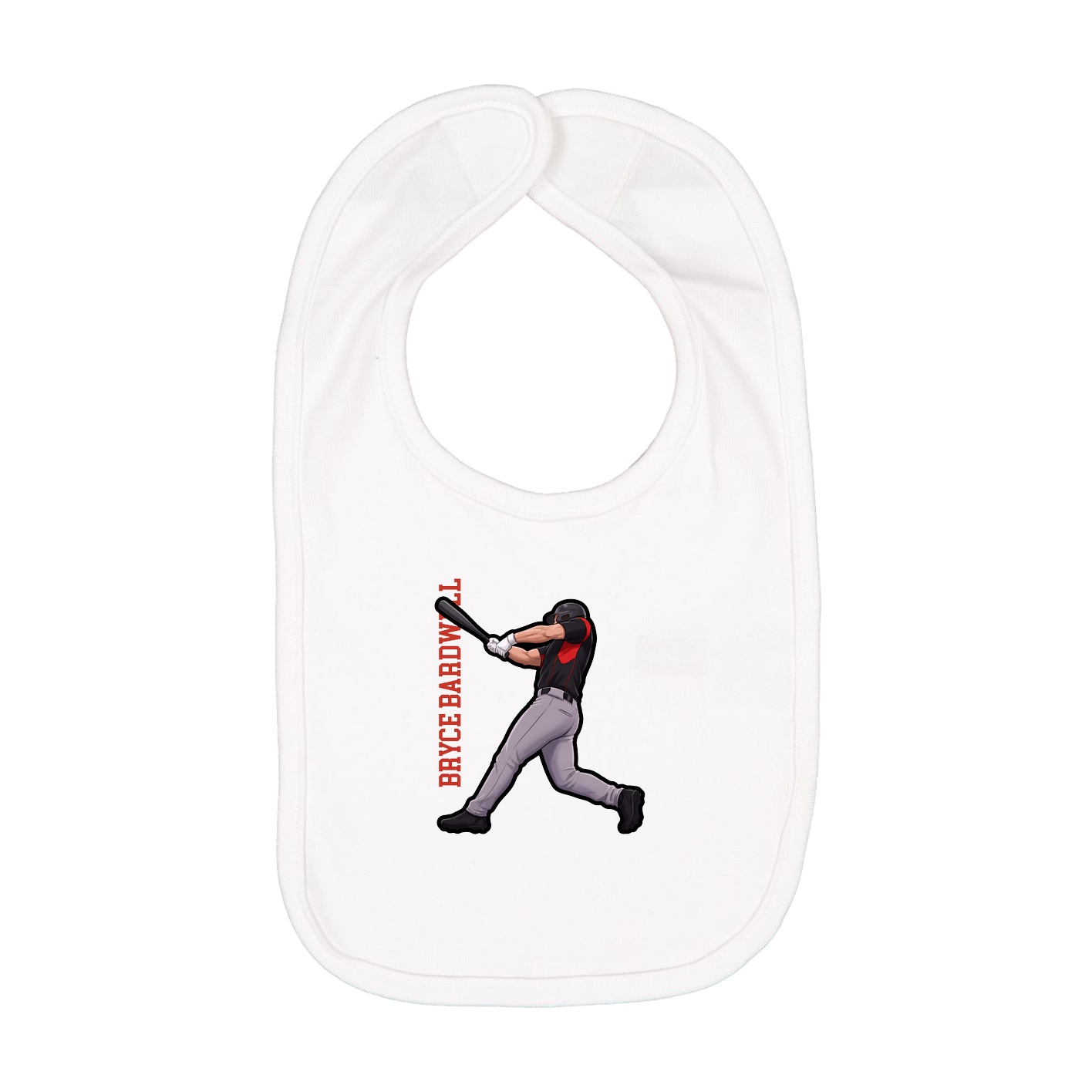 Infant Bib — Name Vertical in White