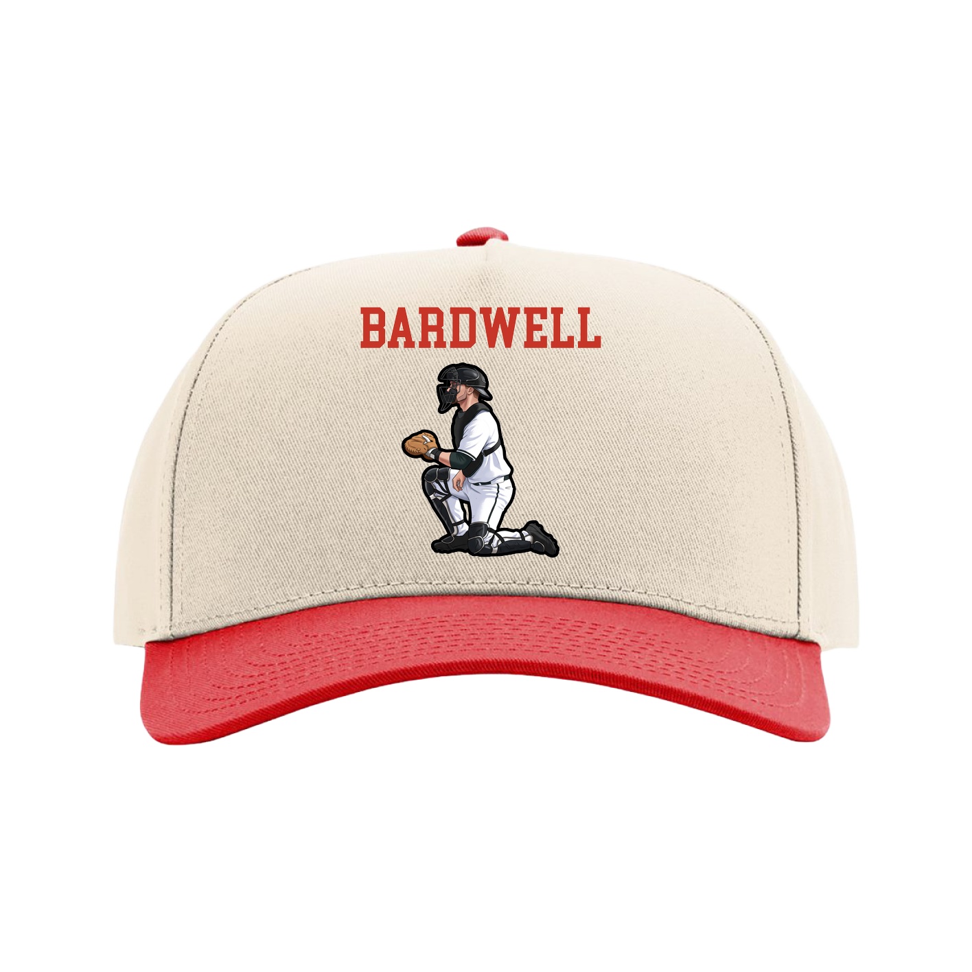 Full Fabric Five-Panel Champ Cap — Shirsey in Cream/Red