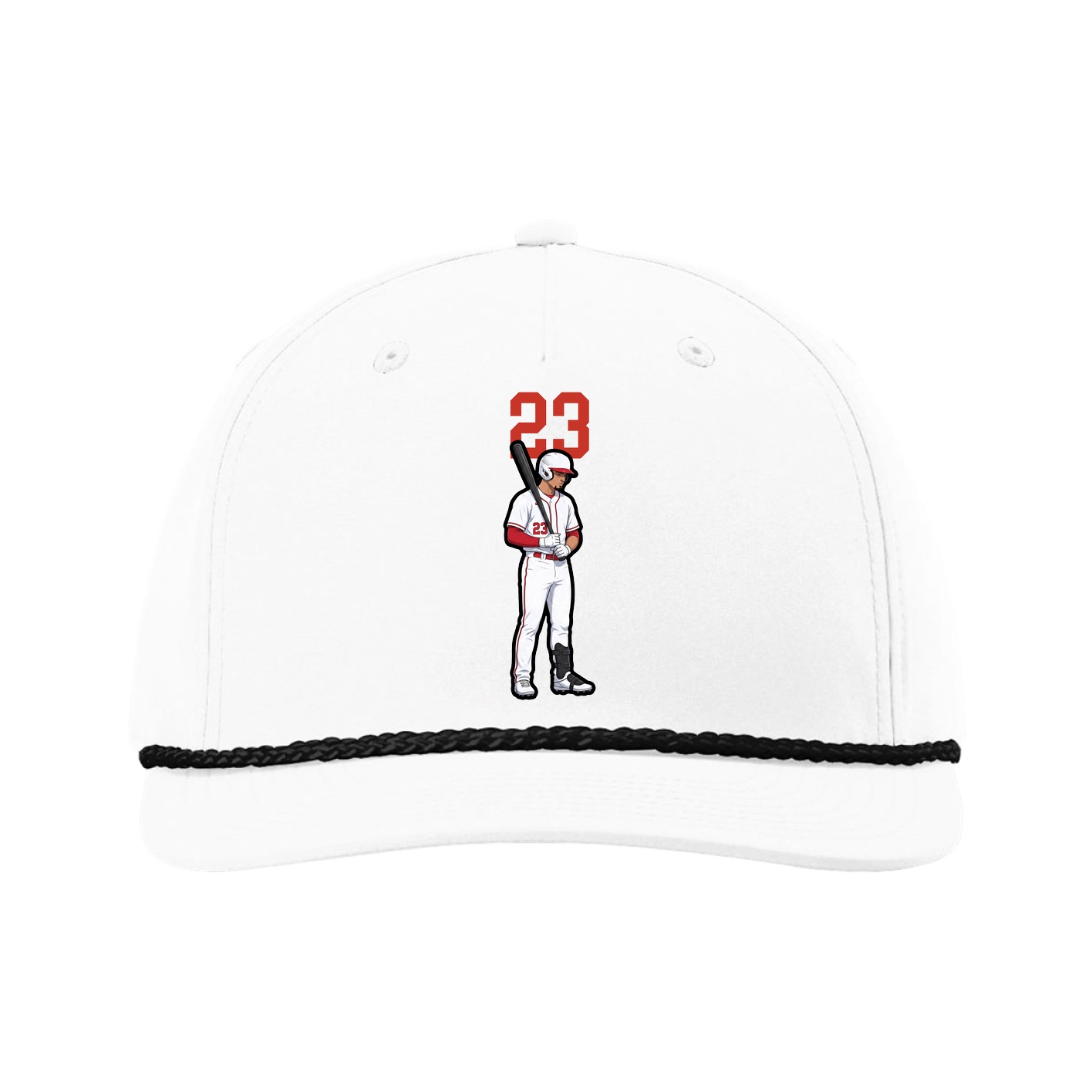 Five-Panel Classic Rope Cap — Number Top in White
