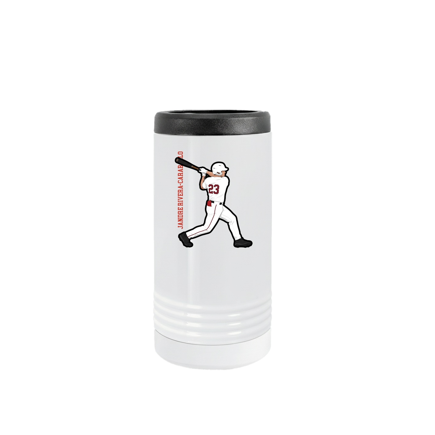 Slim Beverage Holder — Name Vertical in White