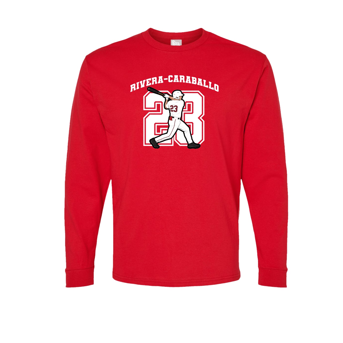 Long Sleeve Tee — Number in Red
