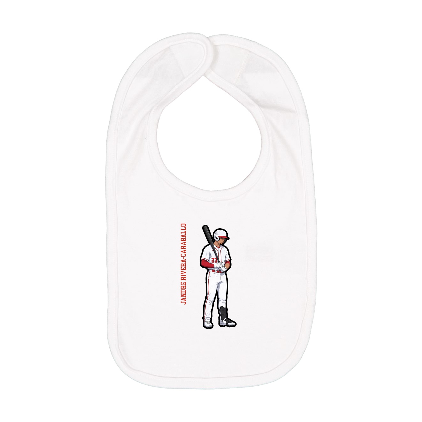 Infant Bib — Name Vertical in White