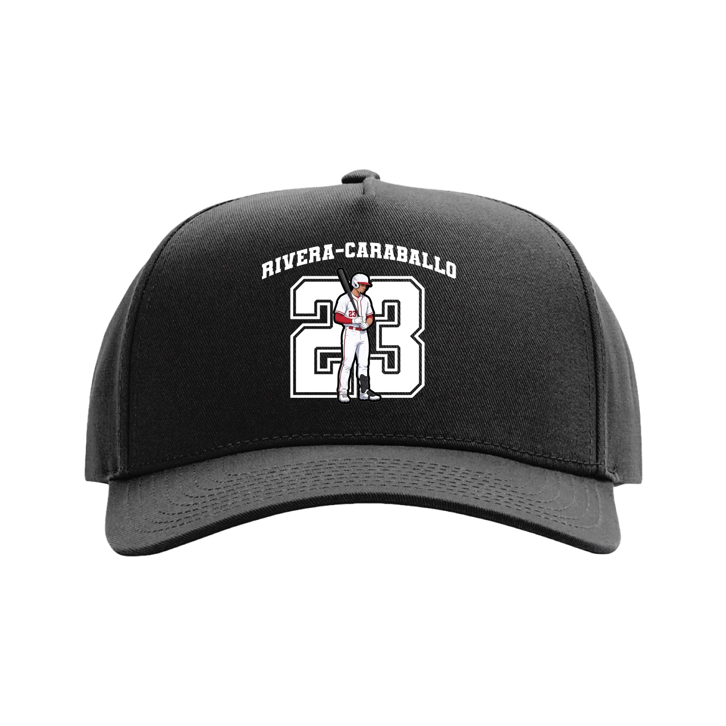 Full Fabric Five-Panel Champ Cap — Number in Black