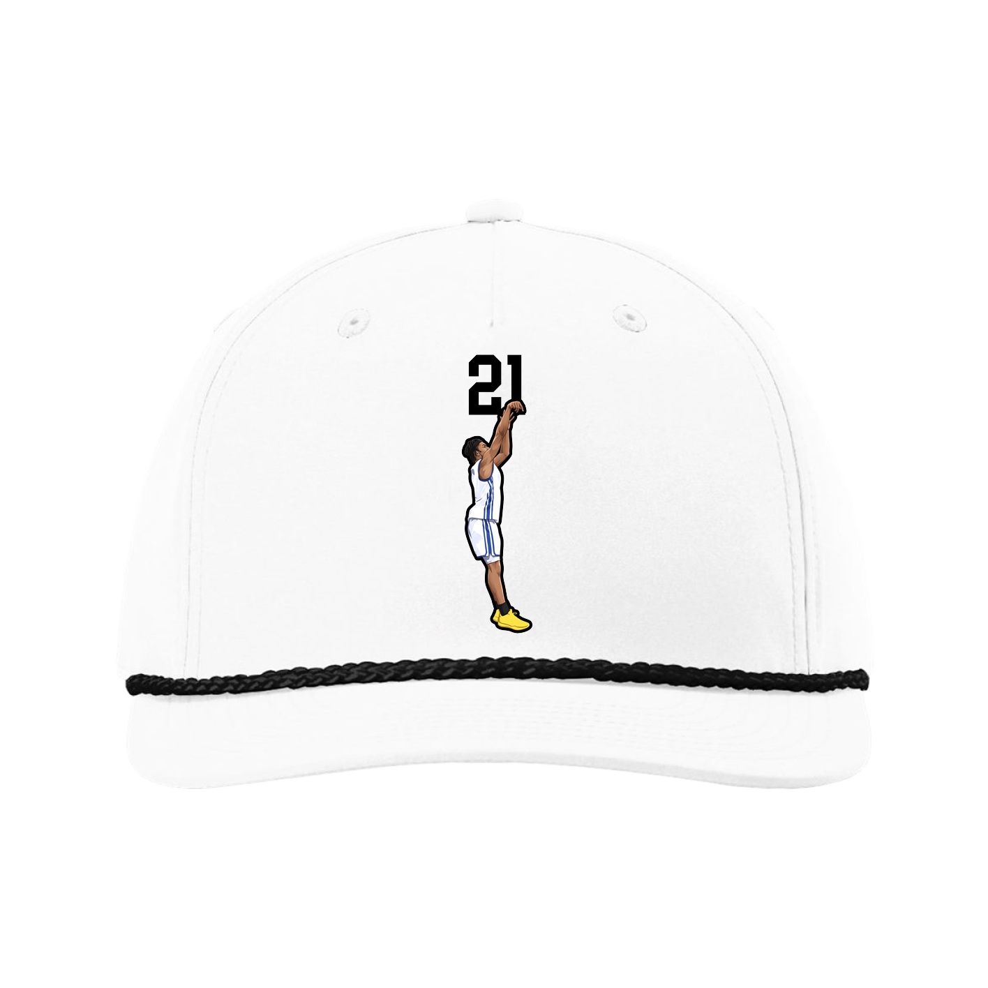 Five-Panel Classic Rope Cap — Number Top in White