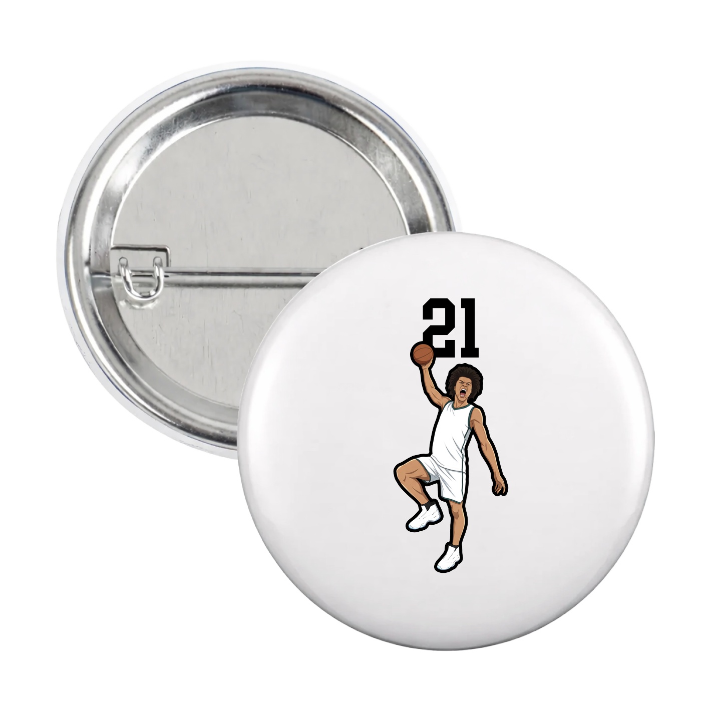 Game Day Button — Number Top in White