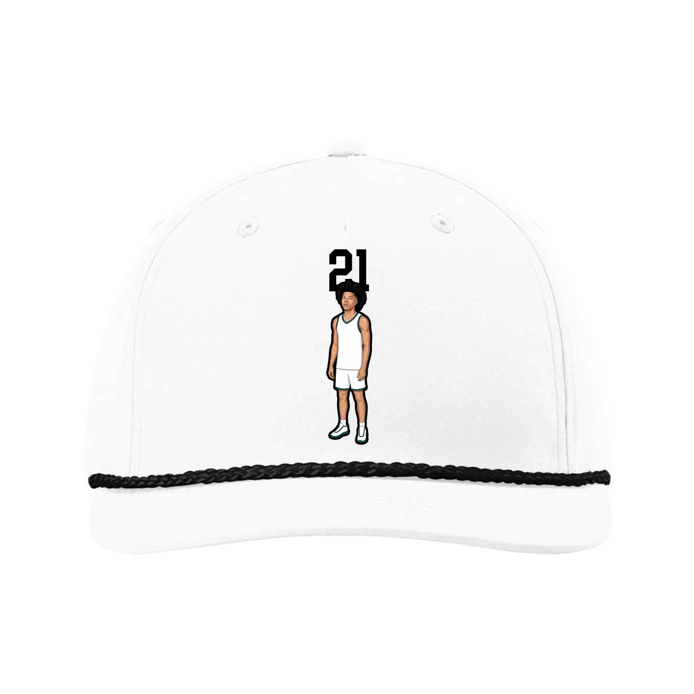 Five-Panel Classic Rope Cap — Number Top in White
