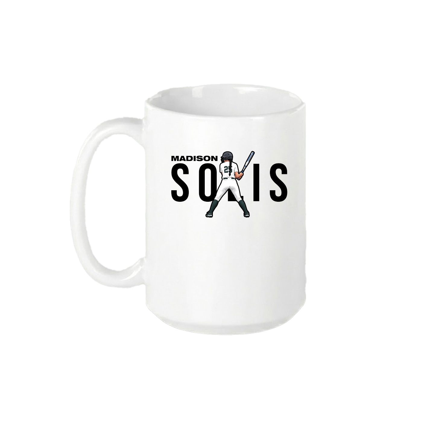 15oz Coffee Mug — Player Name in White