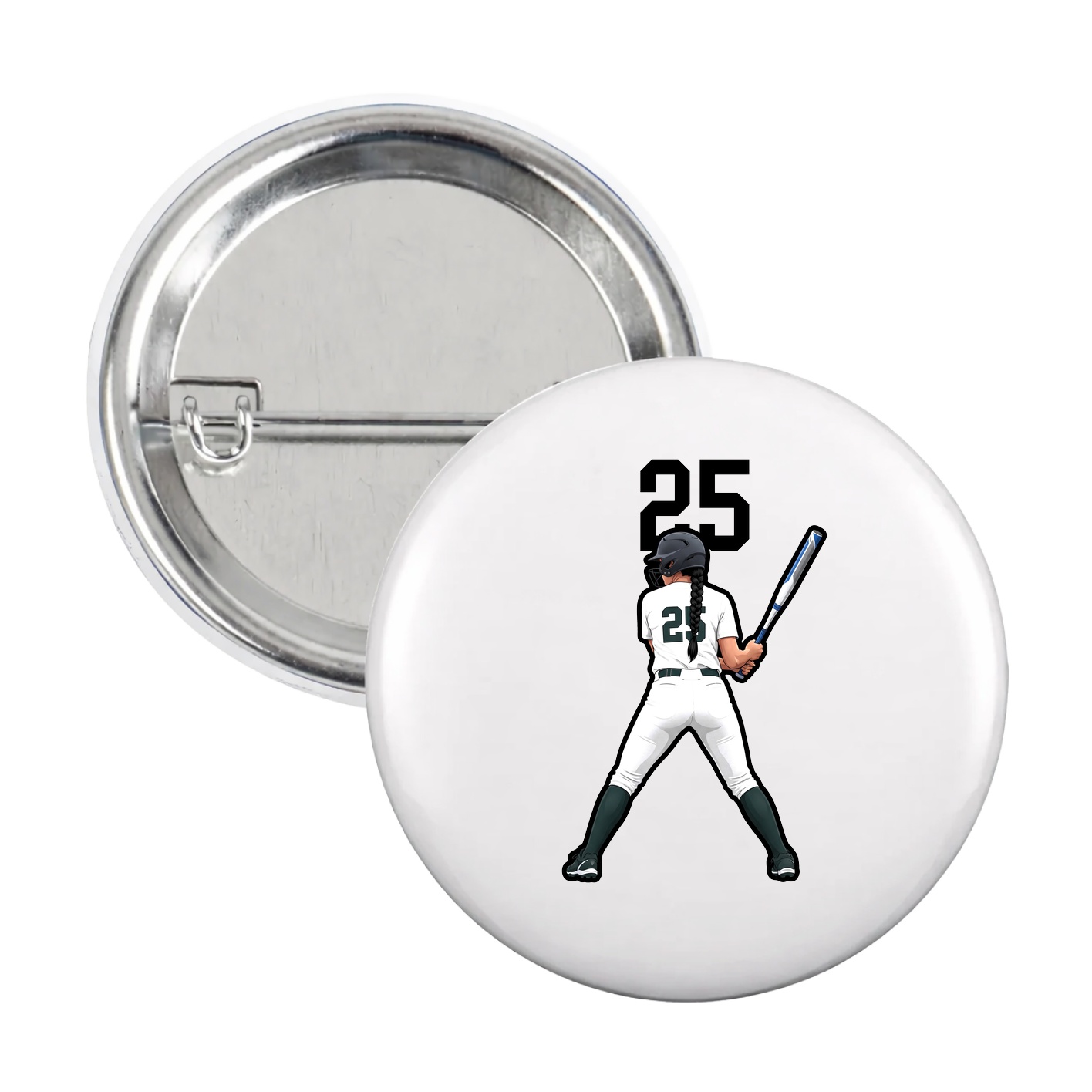 Game Day Button — Number Top in White