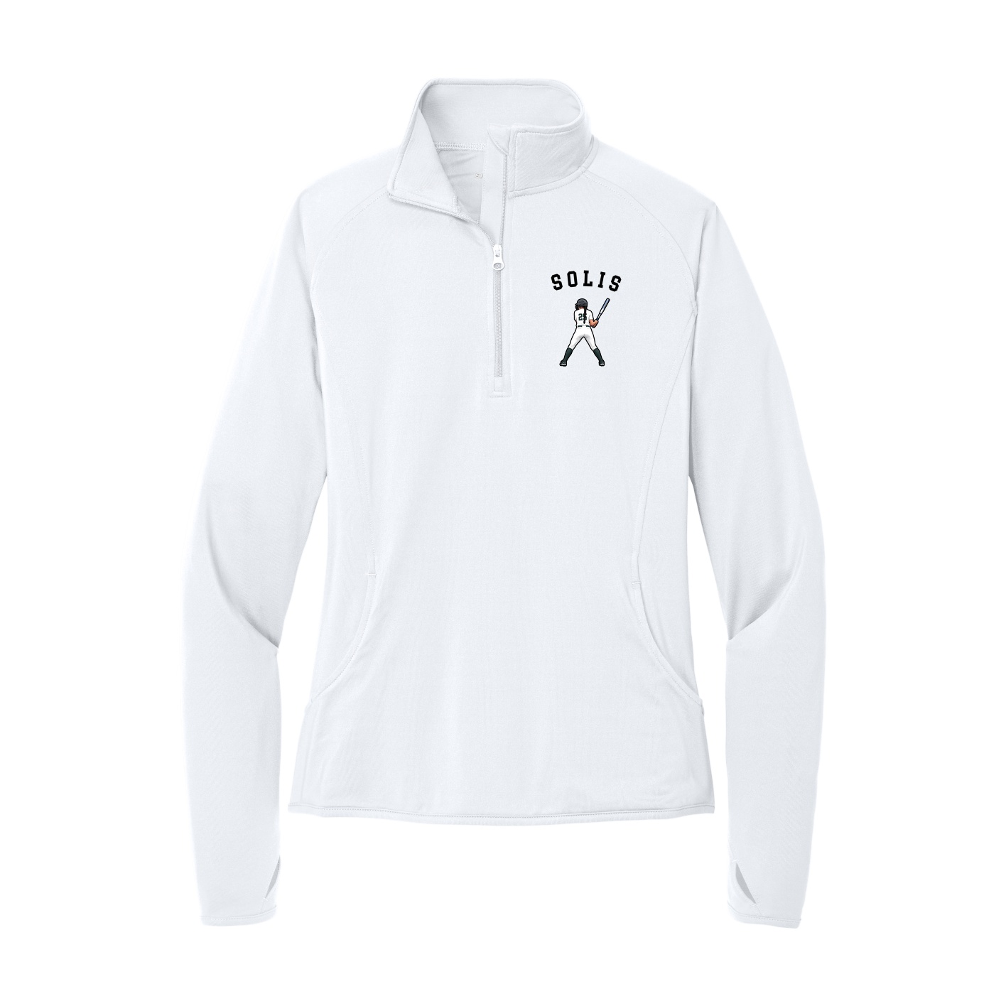 Women's Q-Zip Pullover — Shirsey Arch in White