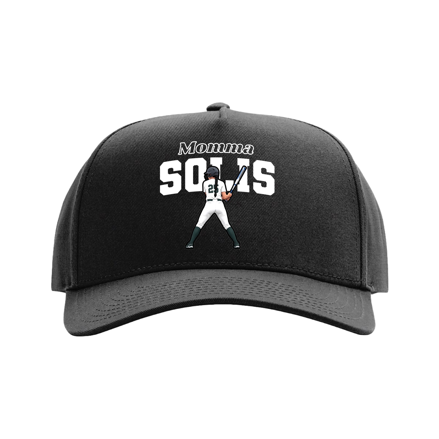 Full Fabric Five-Panel Champ Cap — Mothers Day Block in Black
