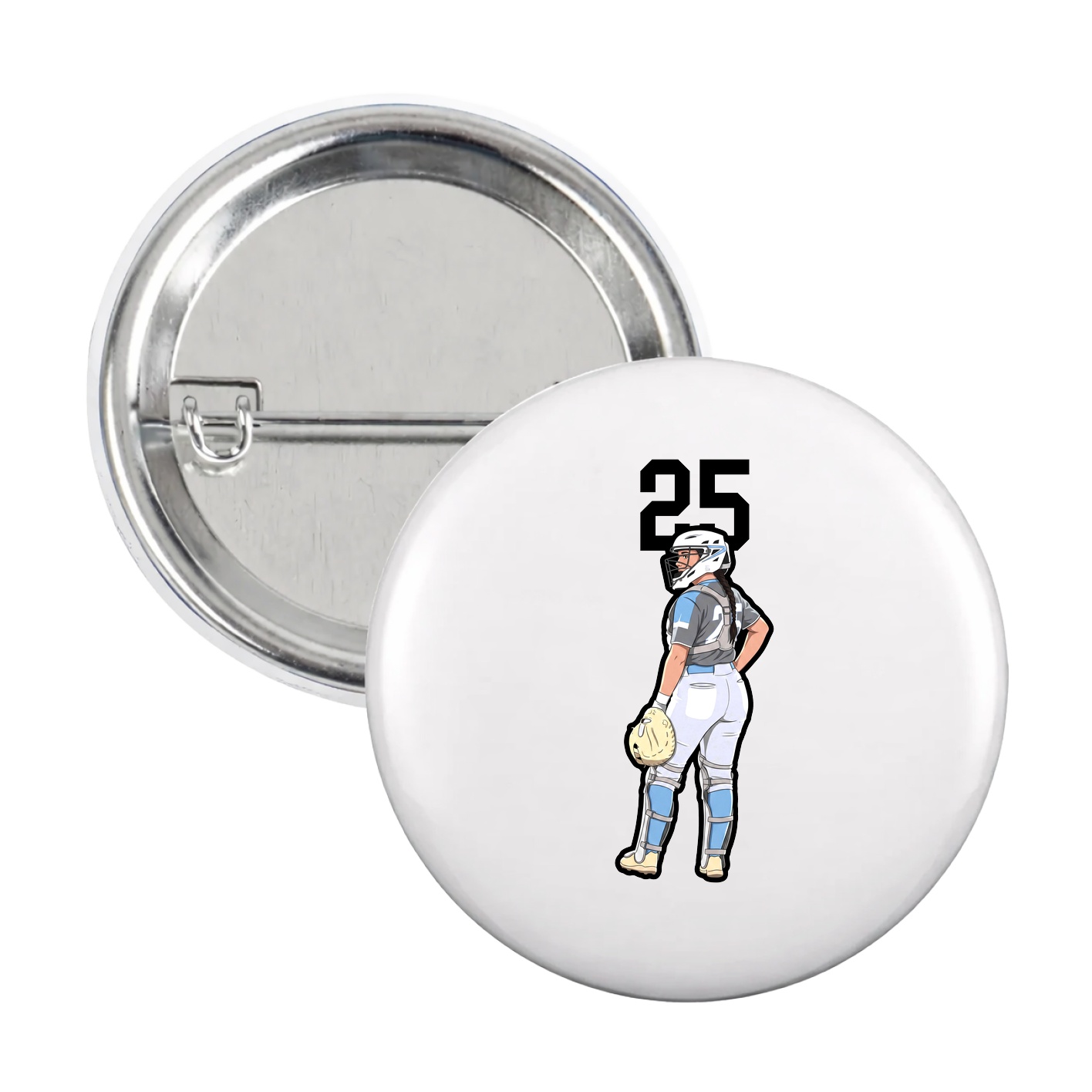 Game Day Button — Number Top in White