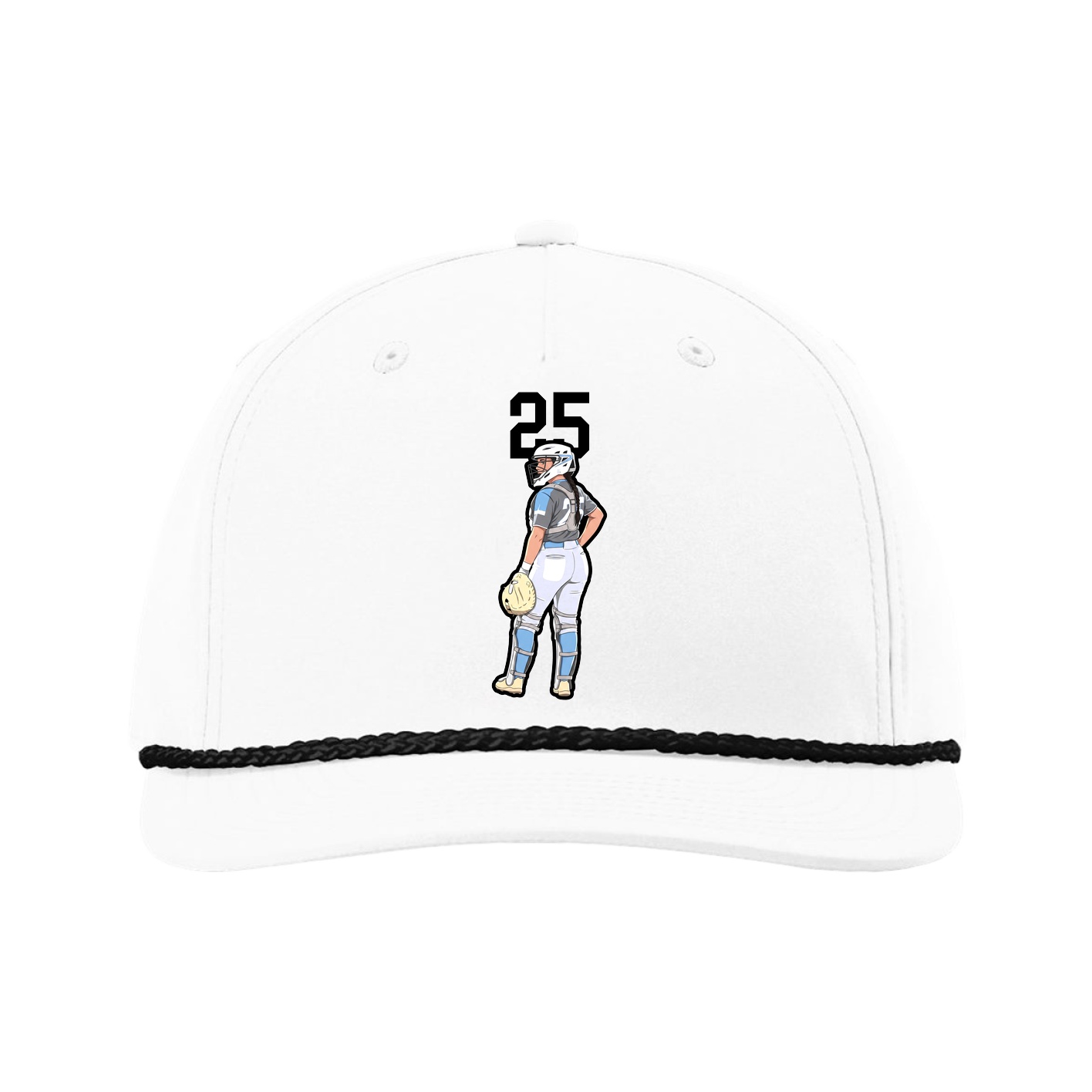 Five-Panel Classic Rope Cap — Number Top in White