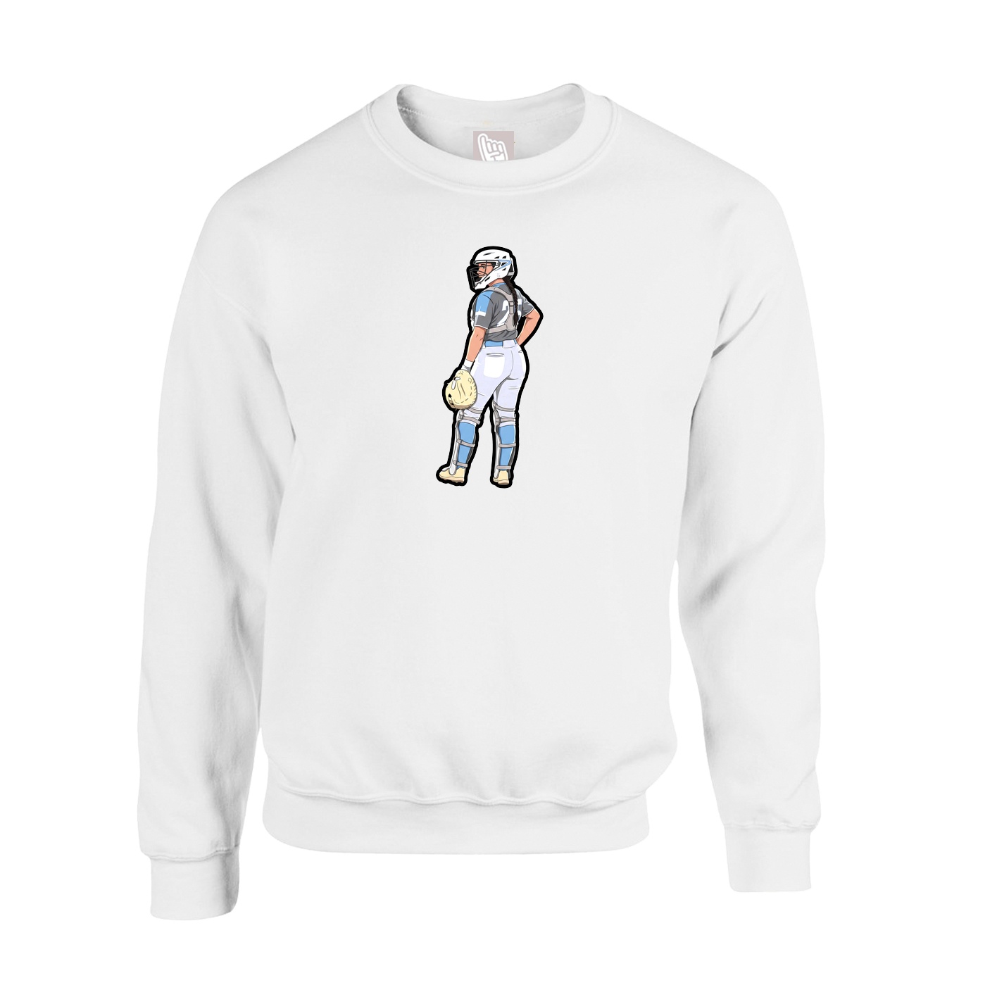 Fleece Crew — Name Vertical in White