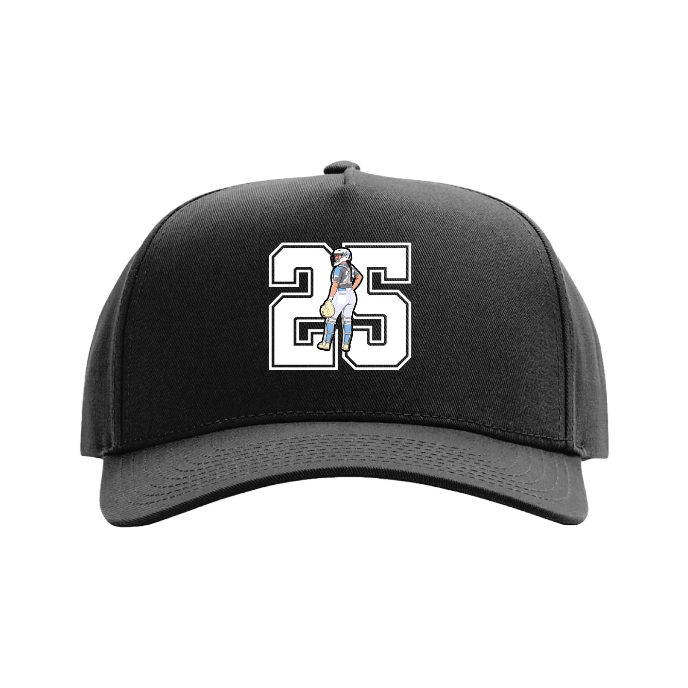 Full Fabric Five-Panel Champ Cap — Number in Black