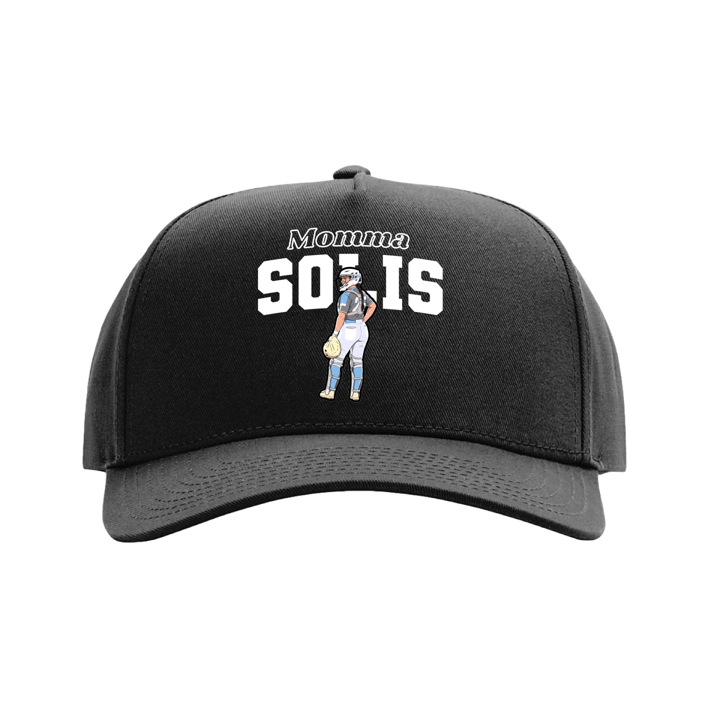 Full Fabric Five-Panel Champ Cap — Mothers Day Block in Black