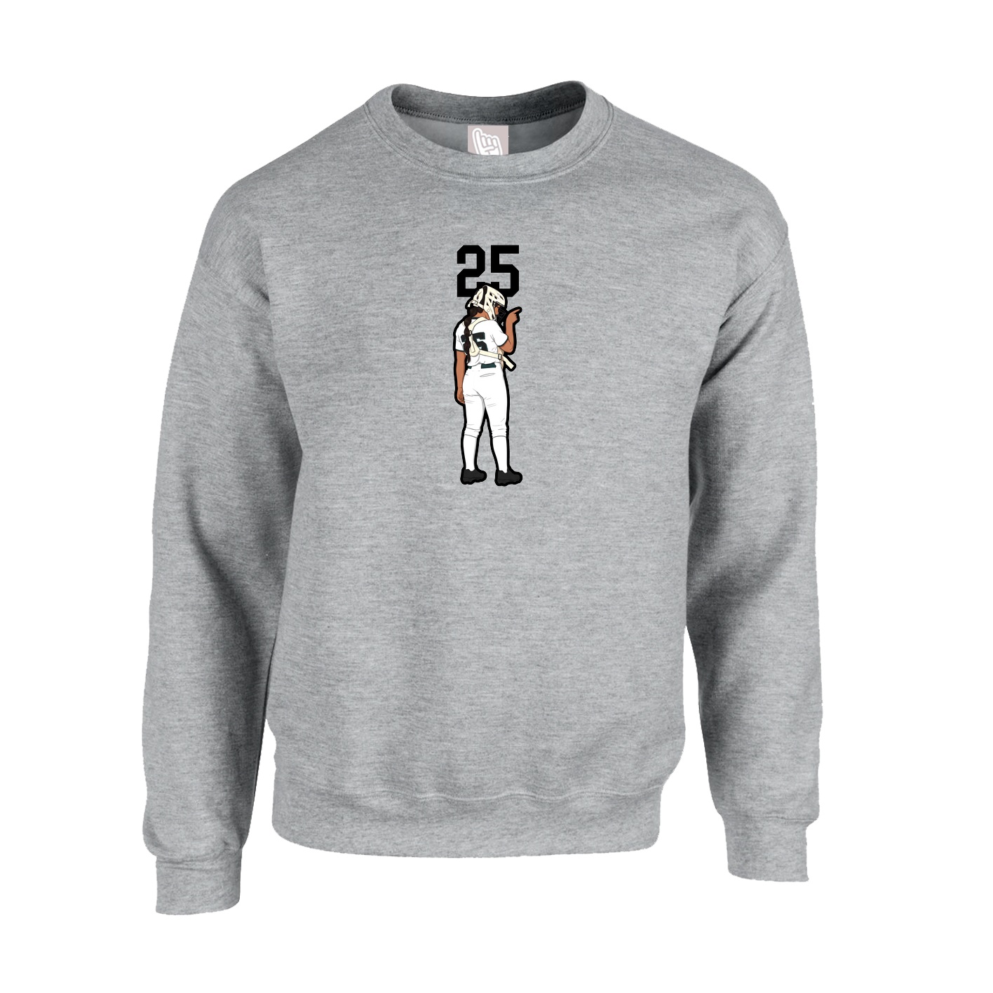 Fleece Crew — Number Top in Grey