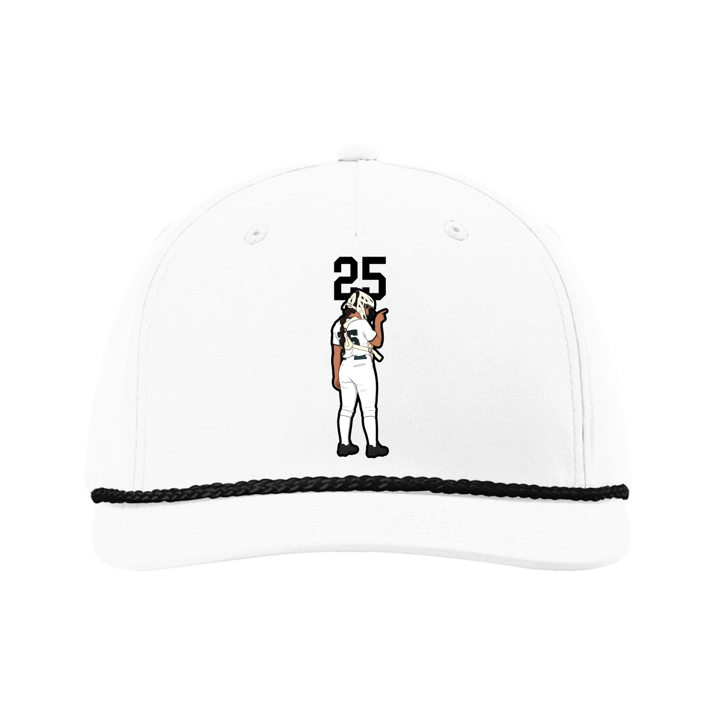 Five-Panel Classic Rope Cap — Number Top in White