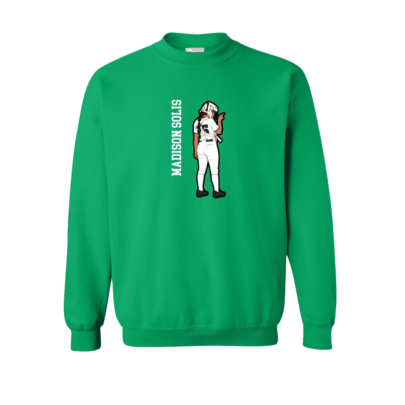 Fleece Crew — Name Vertical in Green
