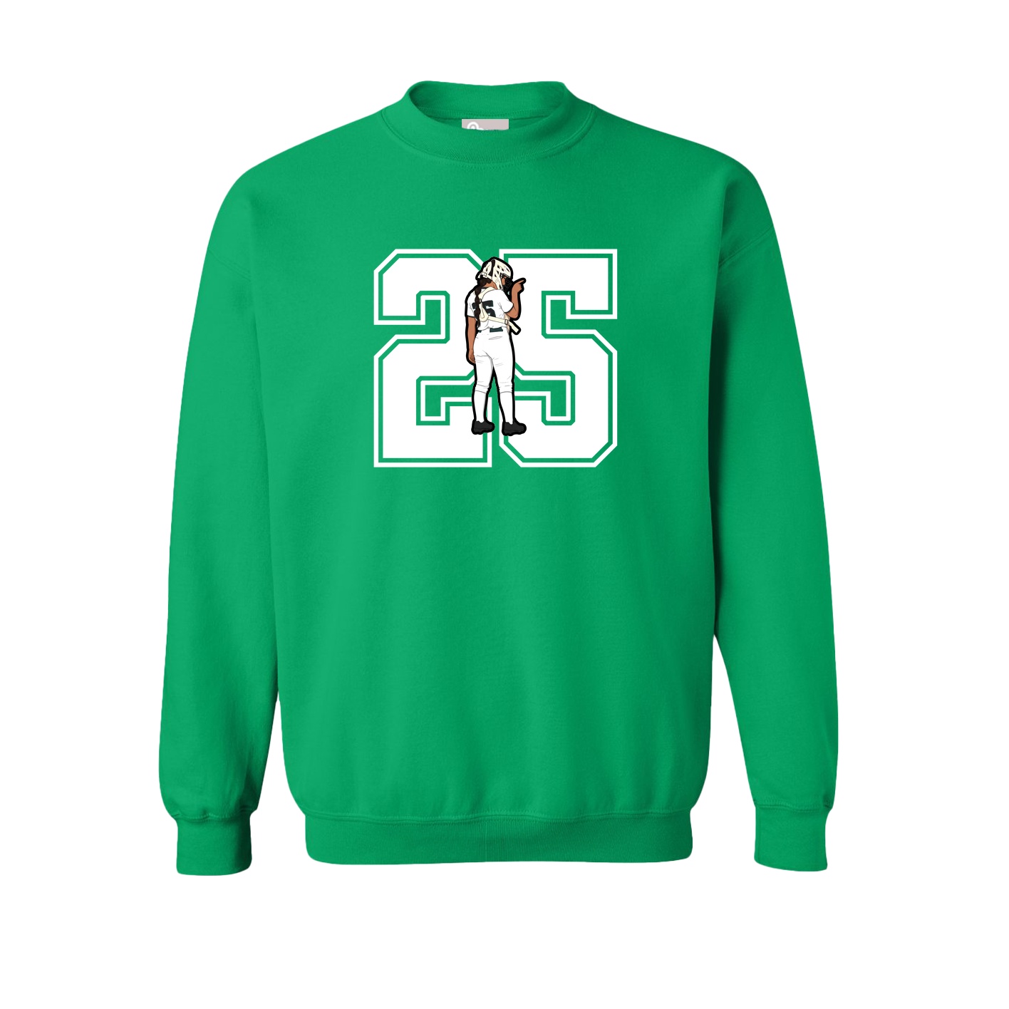 Fleece Crew — Number in Green