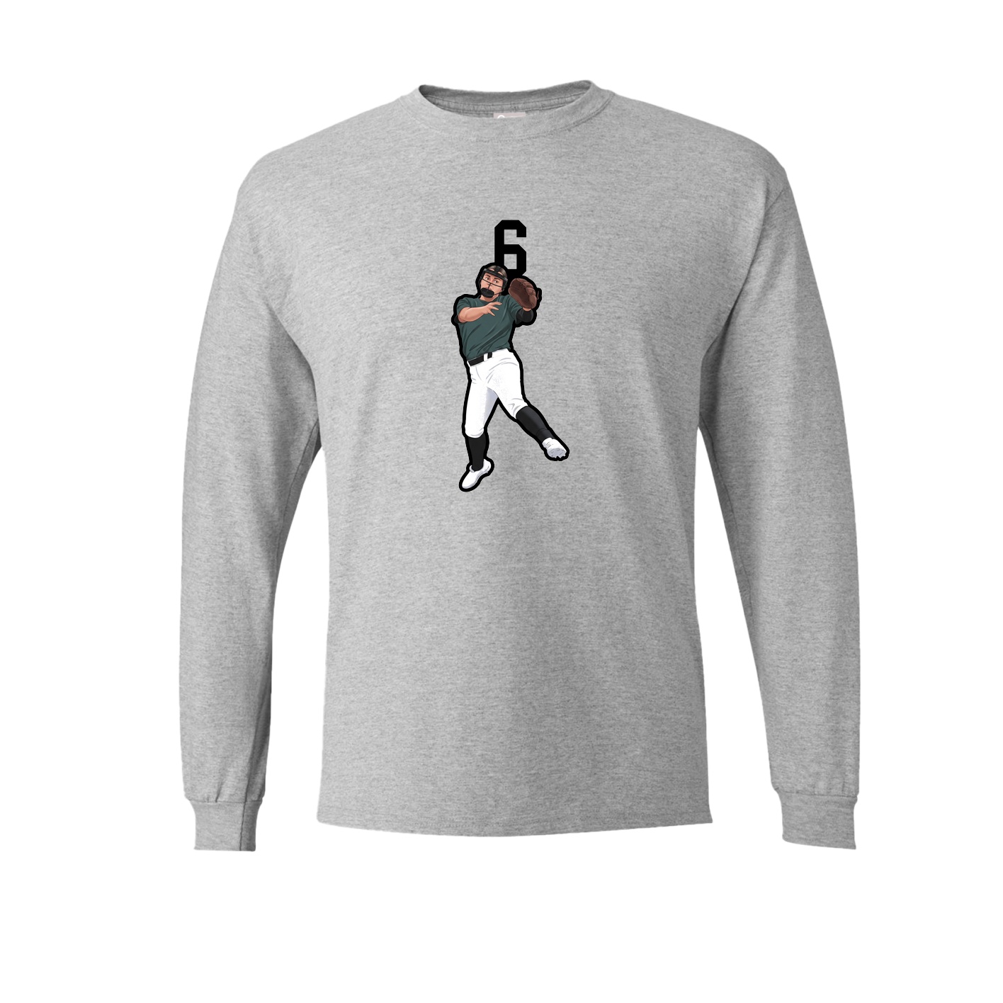 Long Sleeve Tee — Number Top in Grey