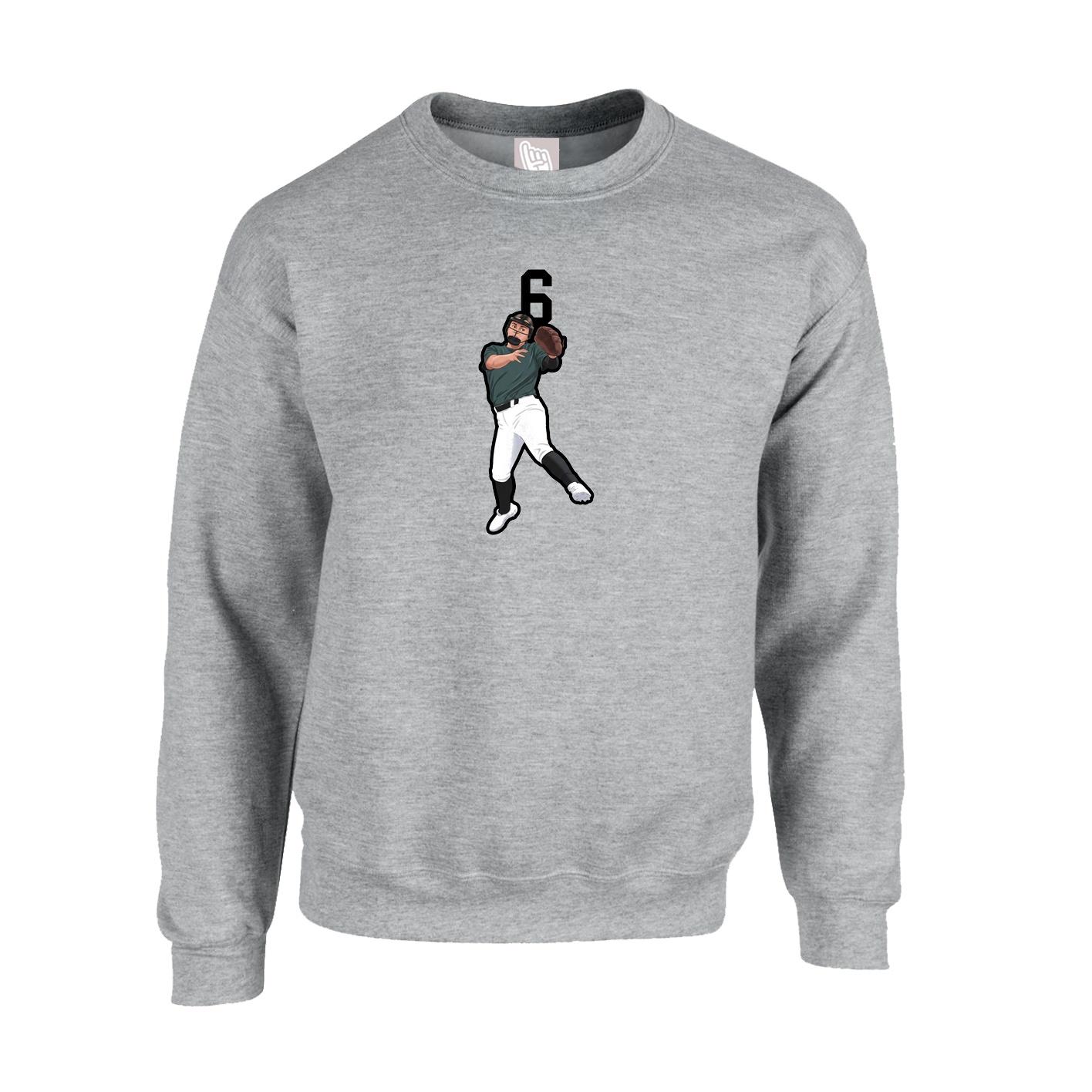 Fleece Crew — Number Top in Grey