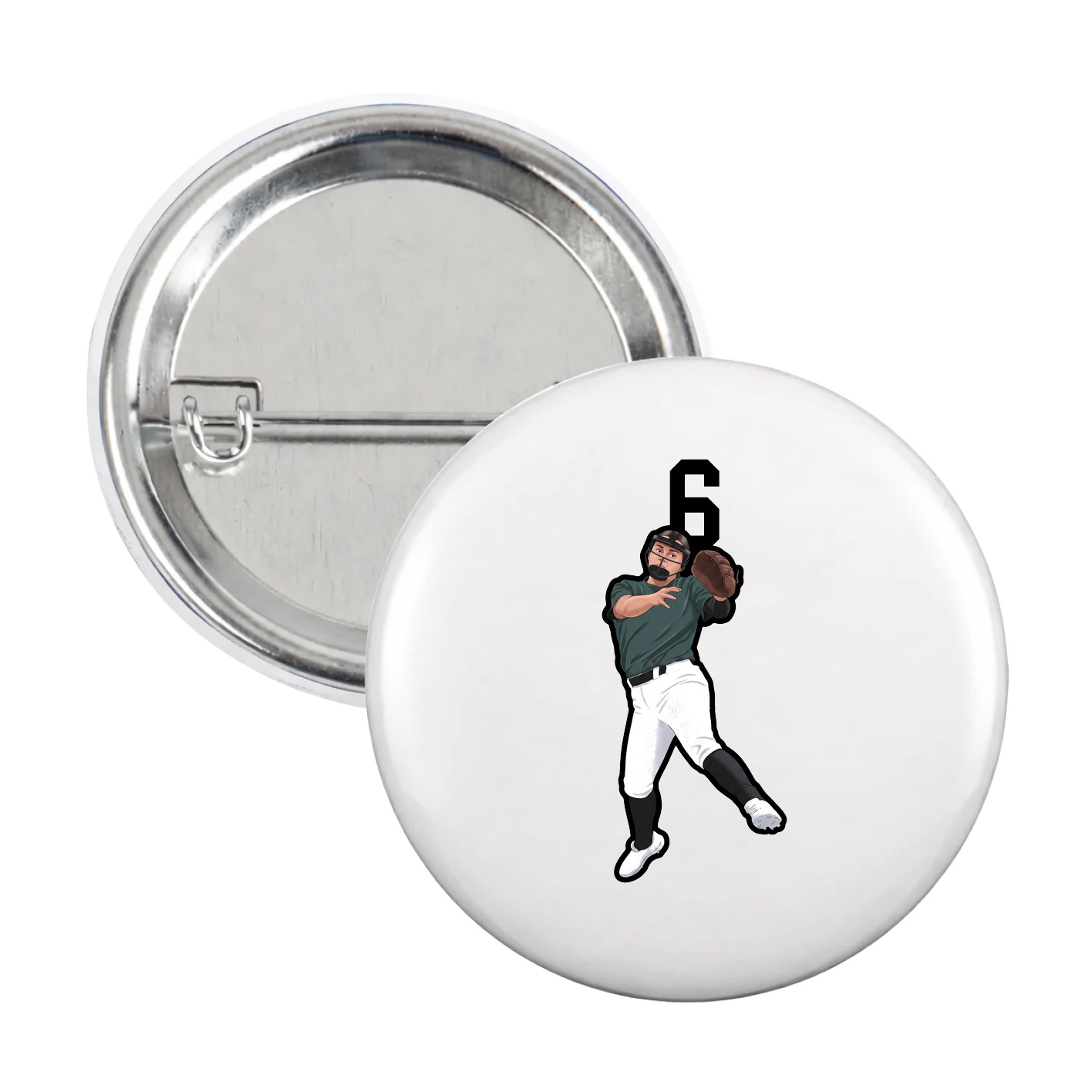 Game Day Button — Number Top in White