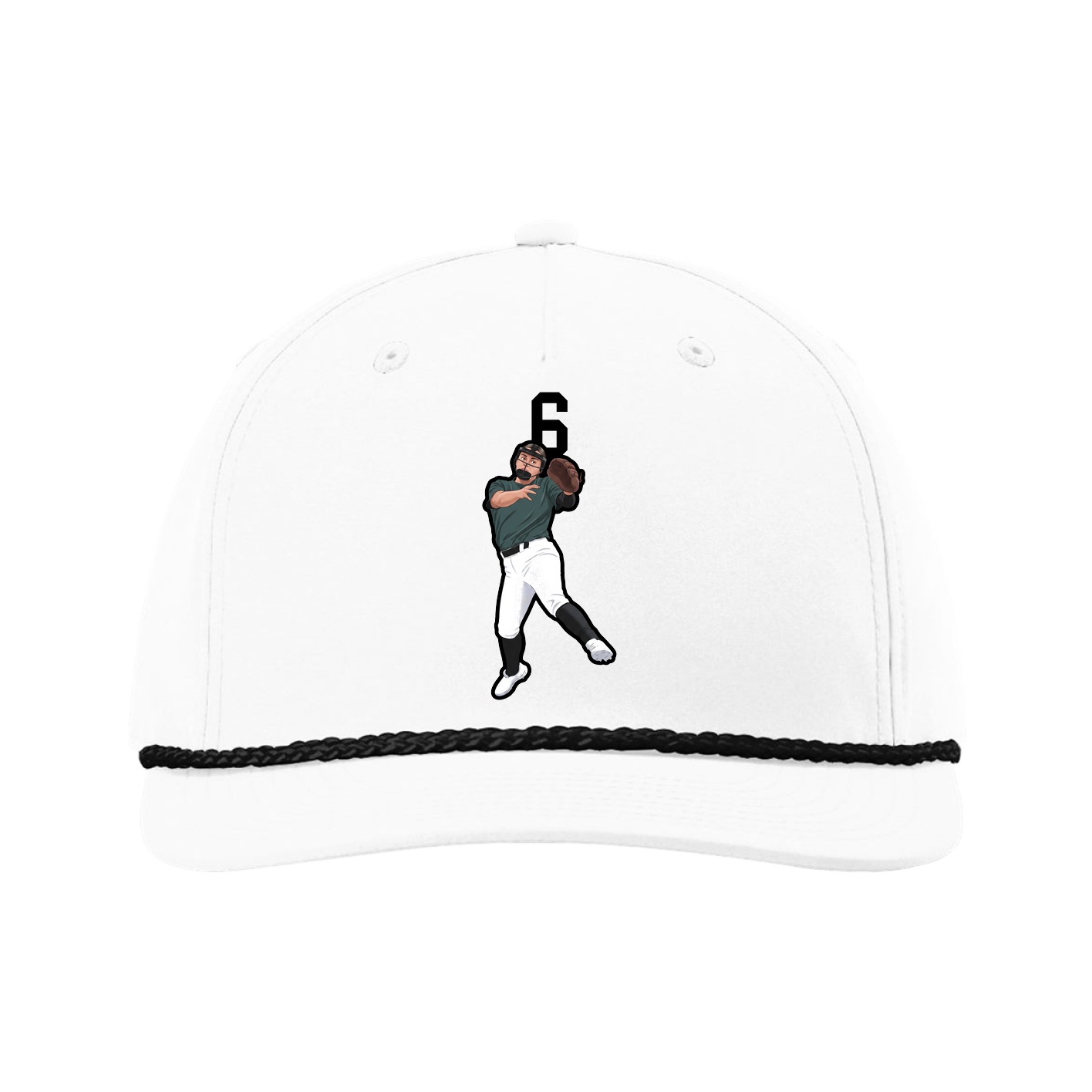 Five-Panel Classic Rope Cap — Number Top in White