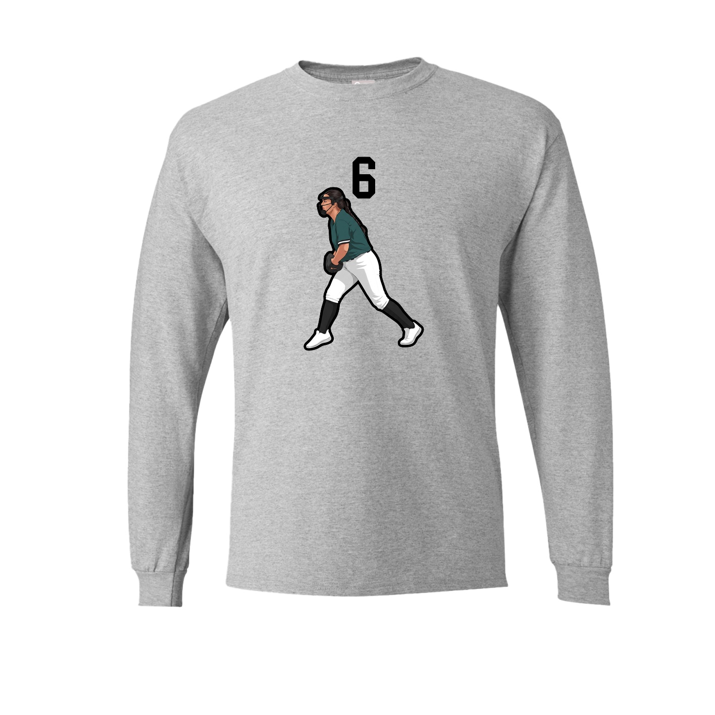 Long Sleeve Tee — Number Top in Grey