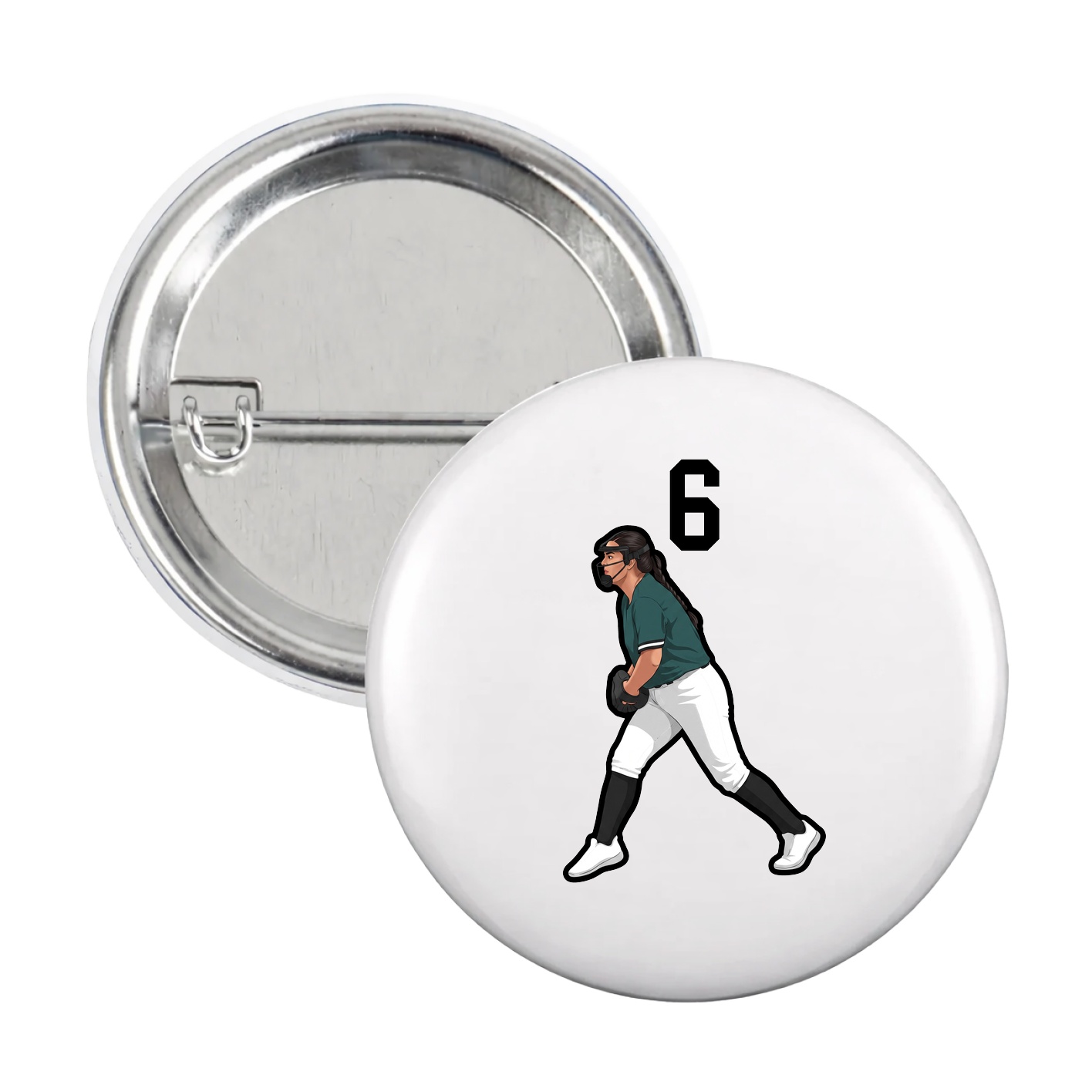 Game Day Button — Number Top in White