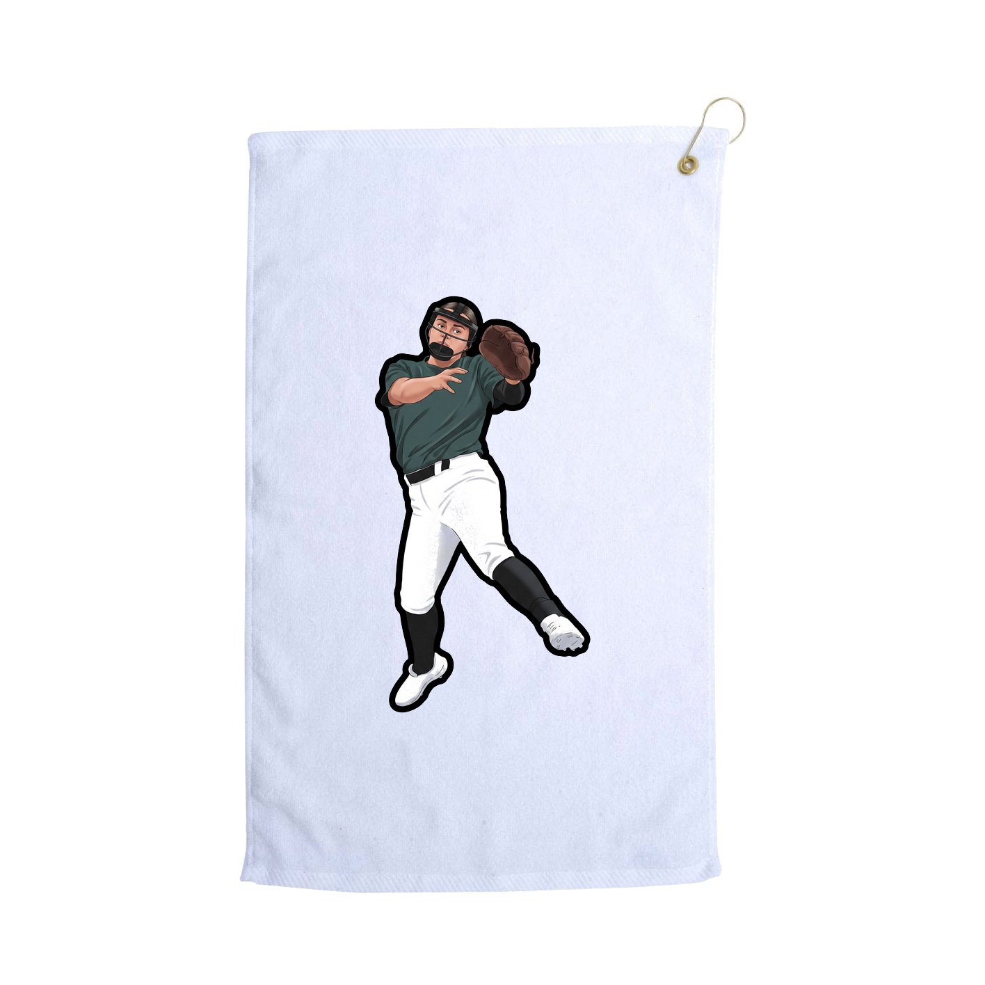 Golf Towel — Name Vertical in White