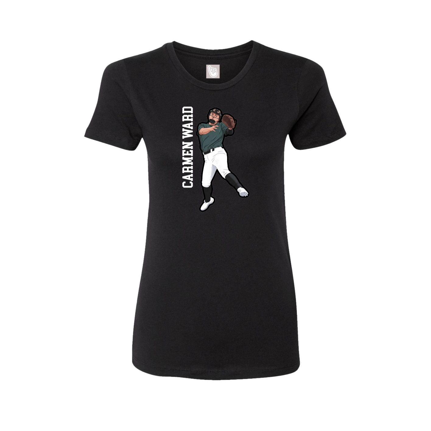 Fitted Women's Tee — Name Vertical in Black