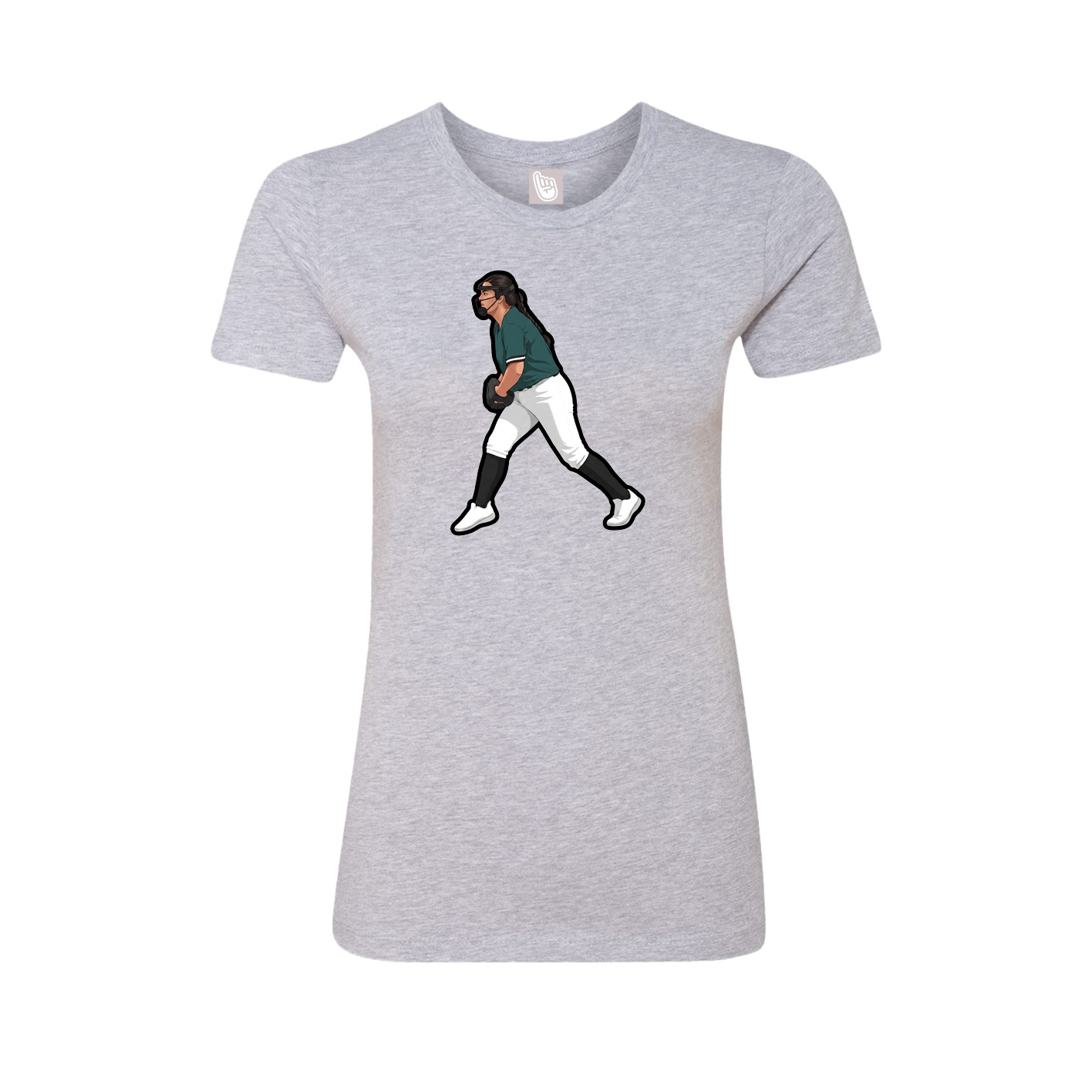 Fitted Women's Tee — Name Vertical in Grey