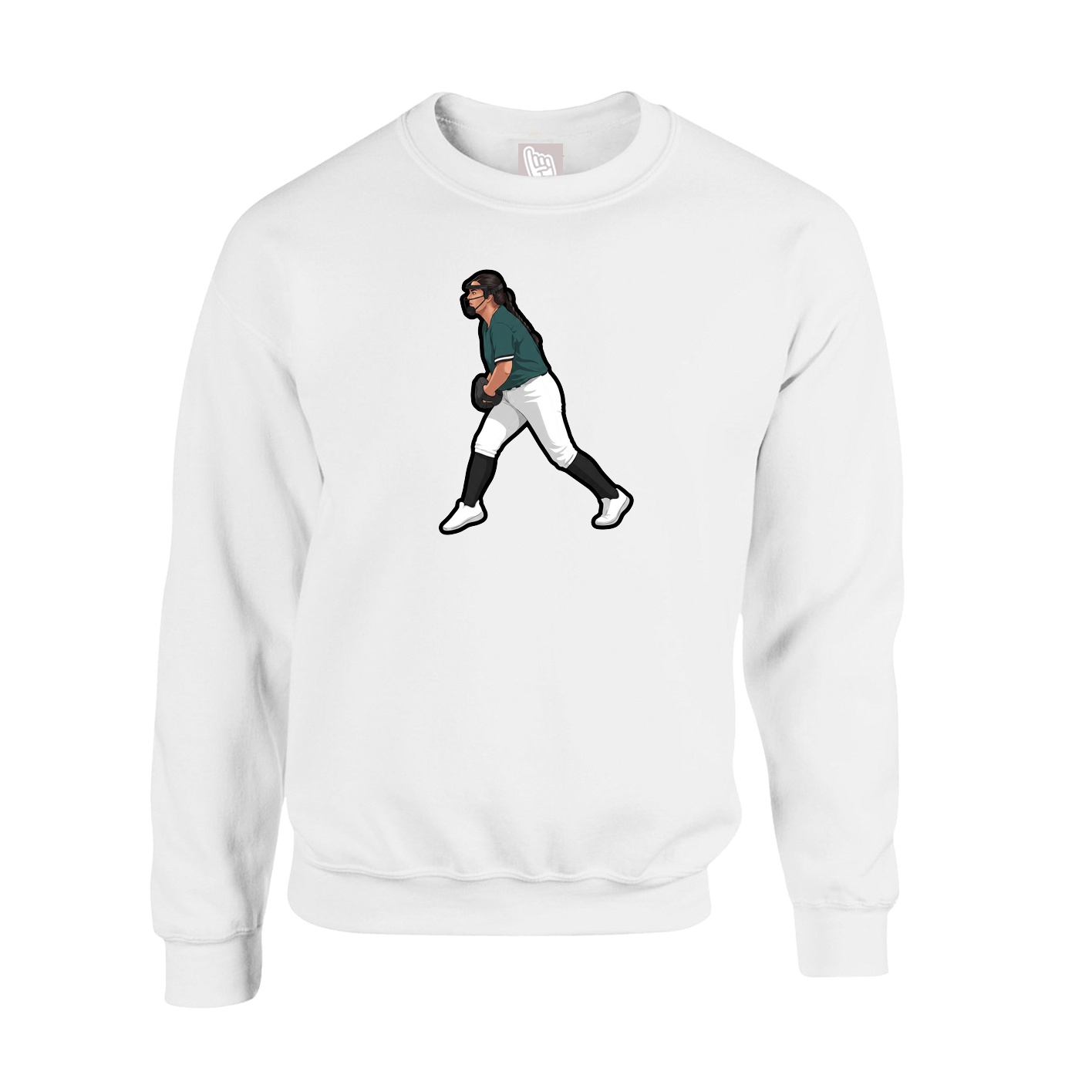 Fleece Crew — Name Vertical in White