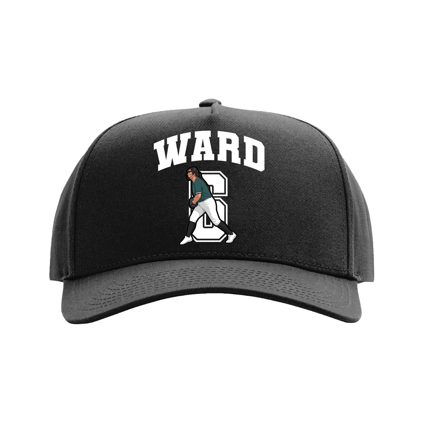 Full Fabric Five-Panel Champ Cap — Number in Black