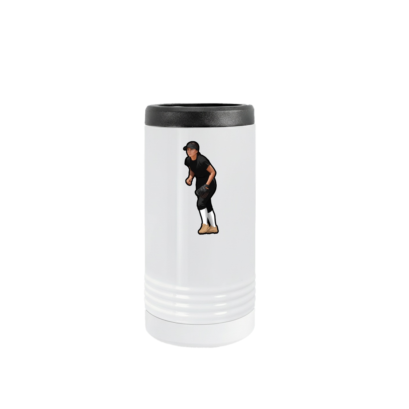 Slim Beverage Holder — Name Vertical in White