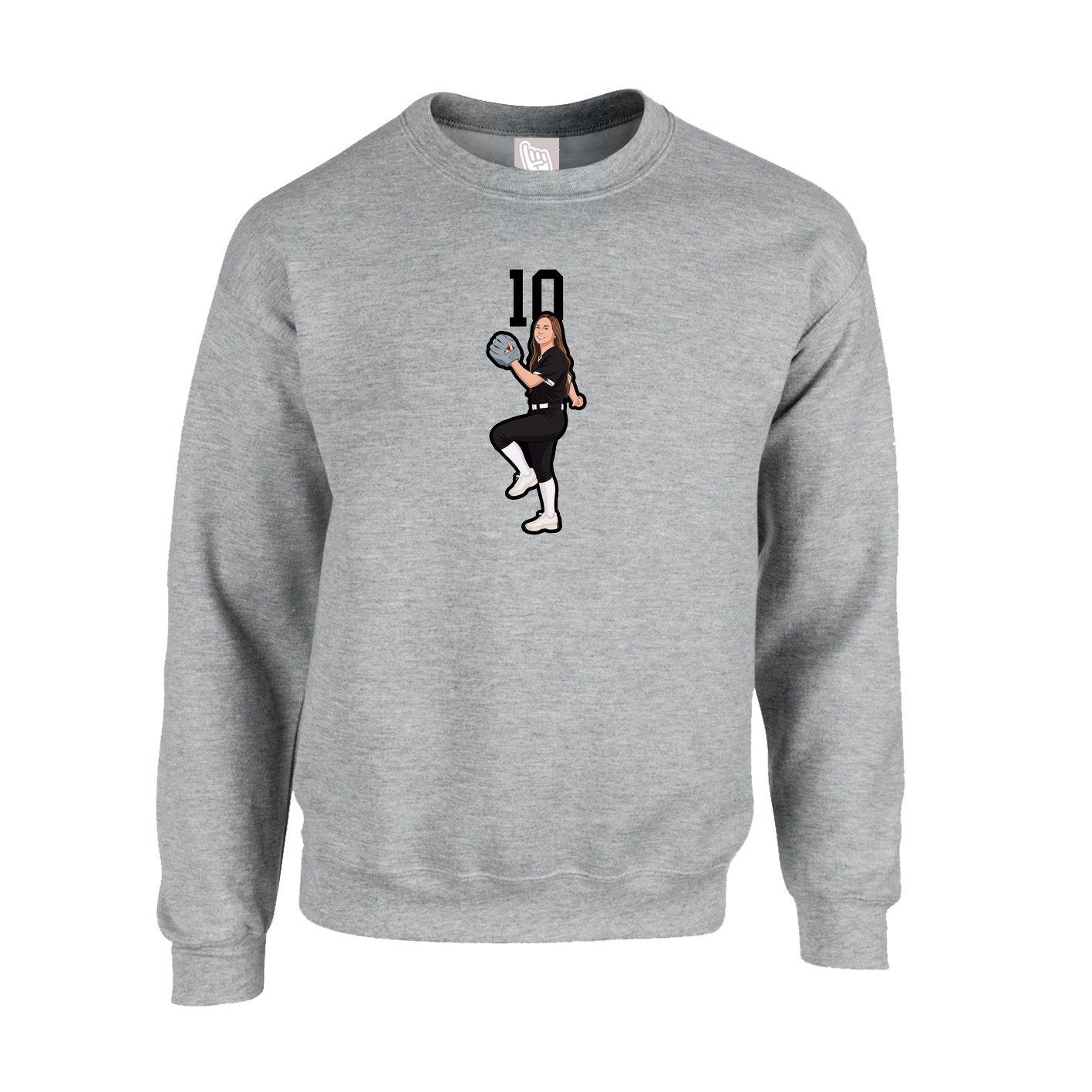 Fleece Crew — Number Top in Grey