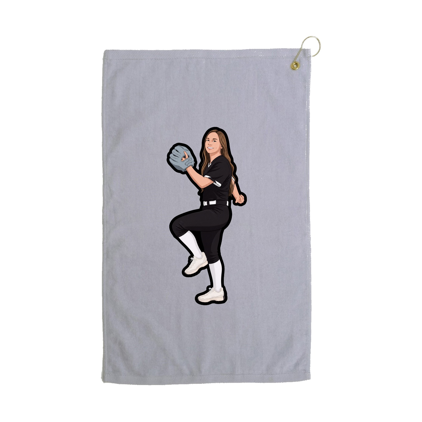 Golf Towel — Name Vertical in Grey