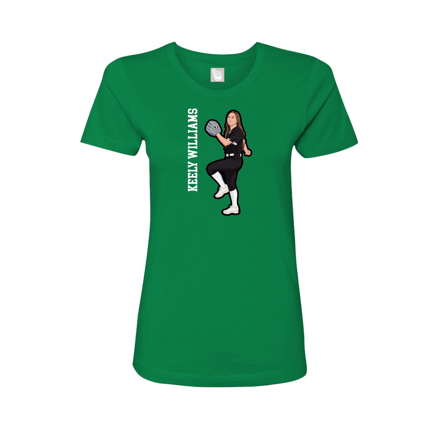 Fitted Women's Tee — Name Vertical in Green