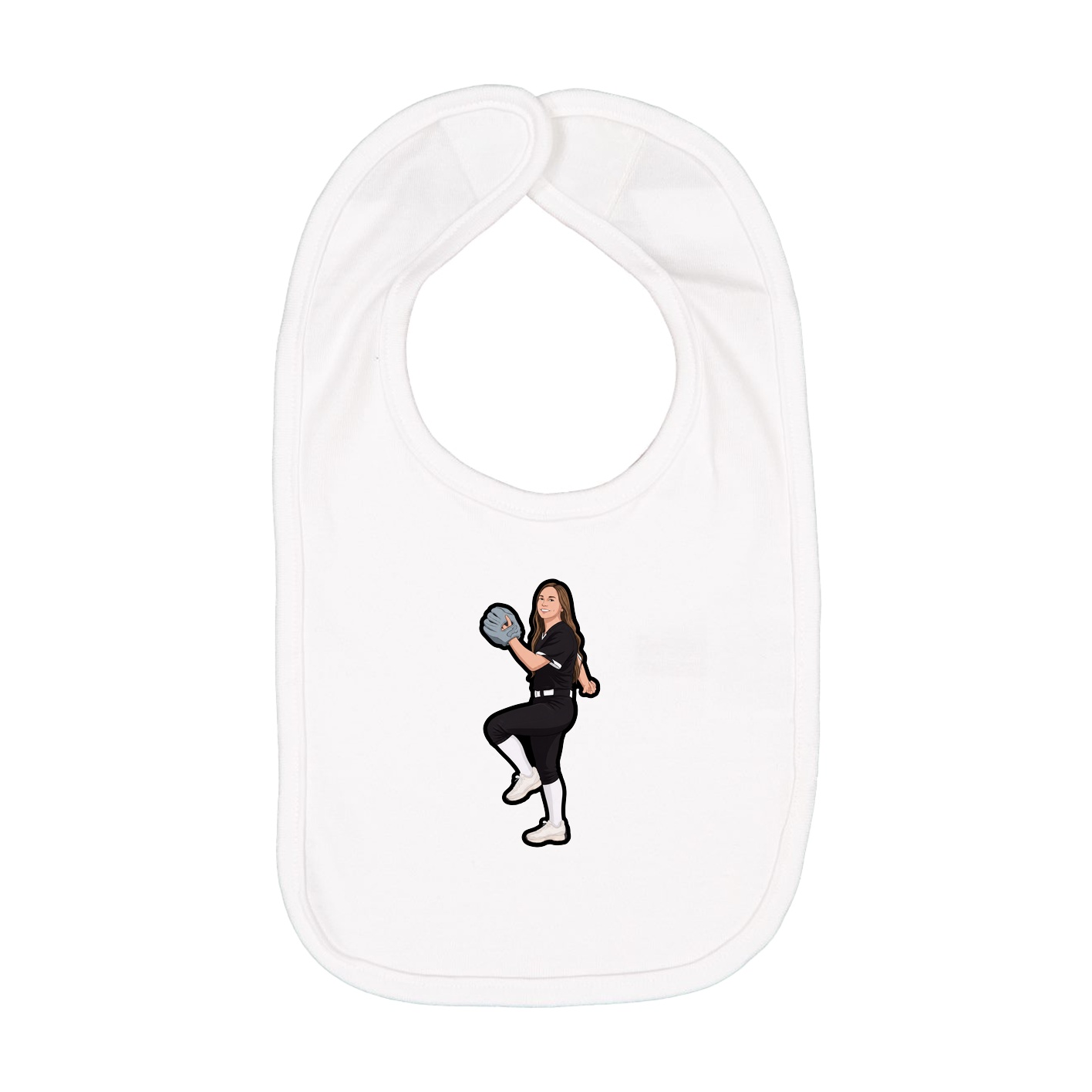 Infant Bib — Name Vertical in White