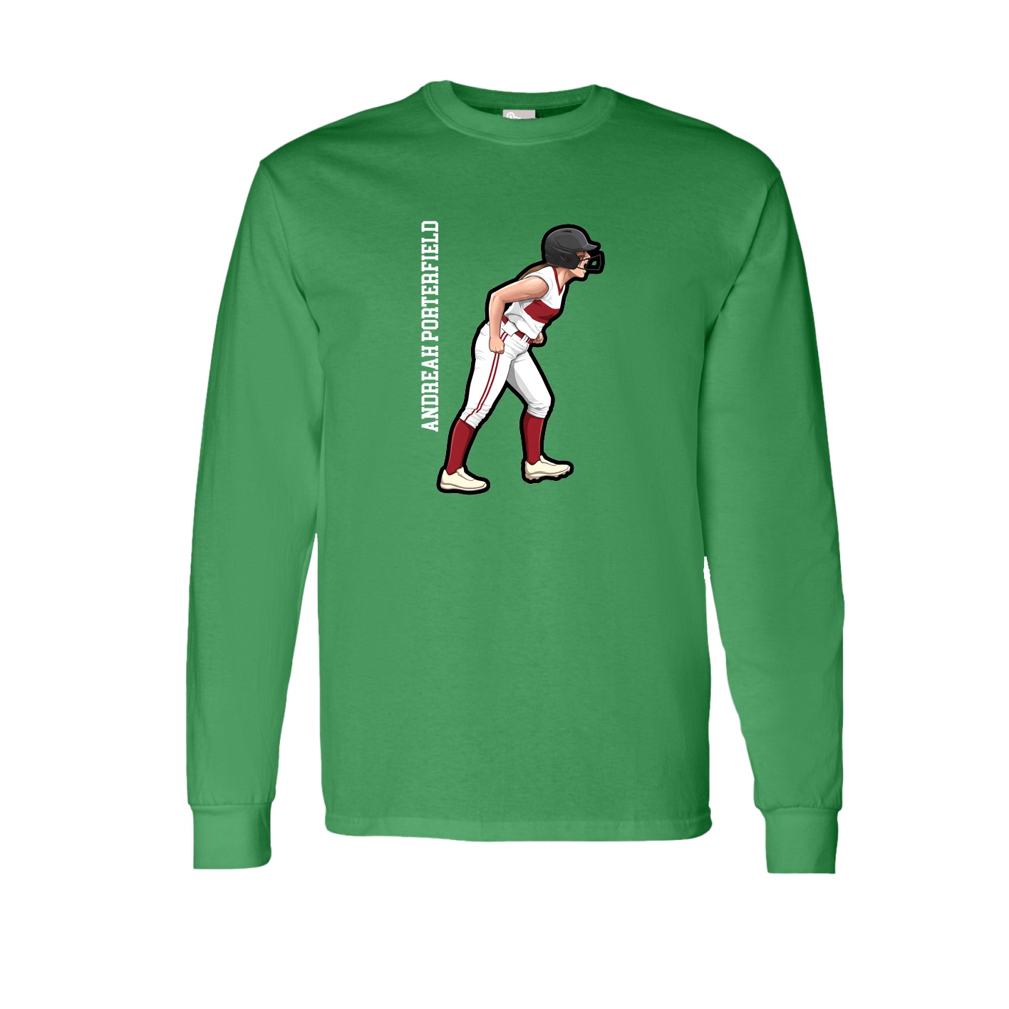 Long Sleeve Tee — Name Vertical in Green