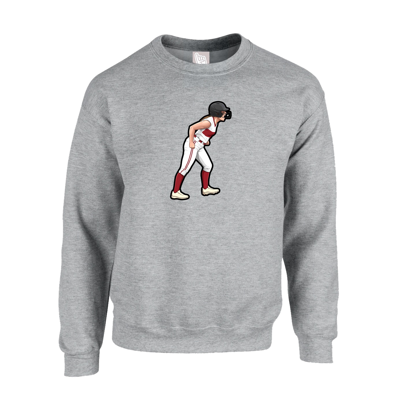 Fleece Crew — Name Vertical in Grey