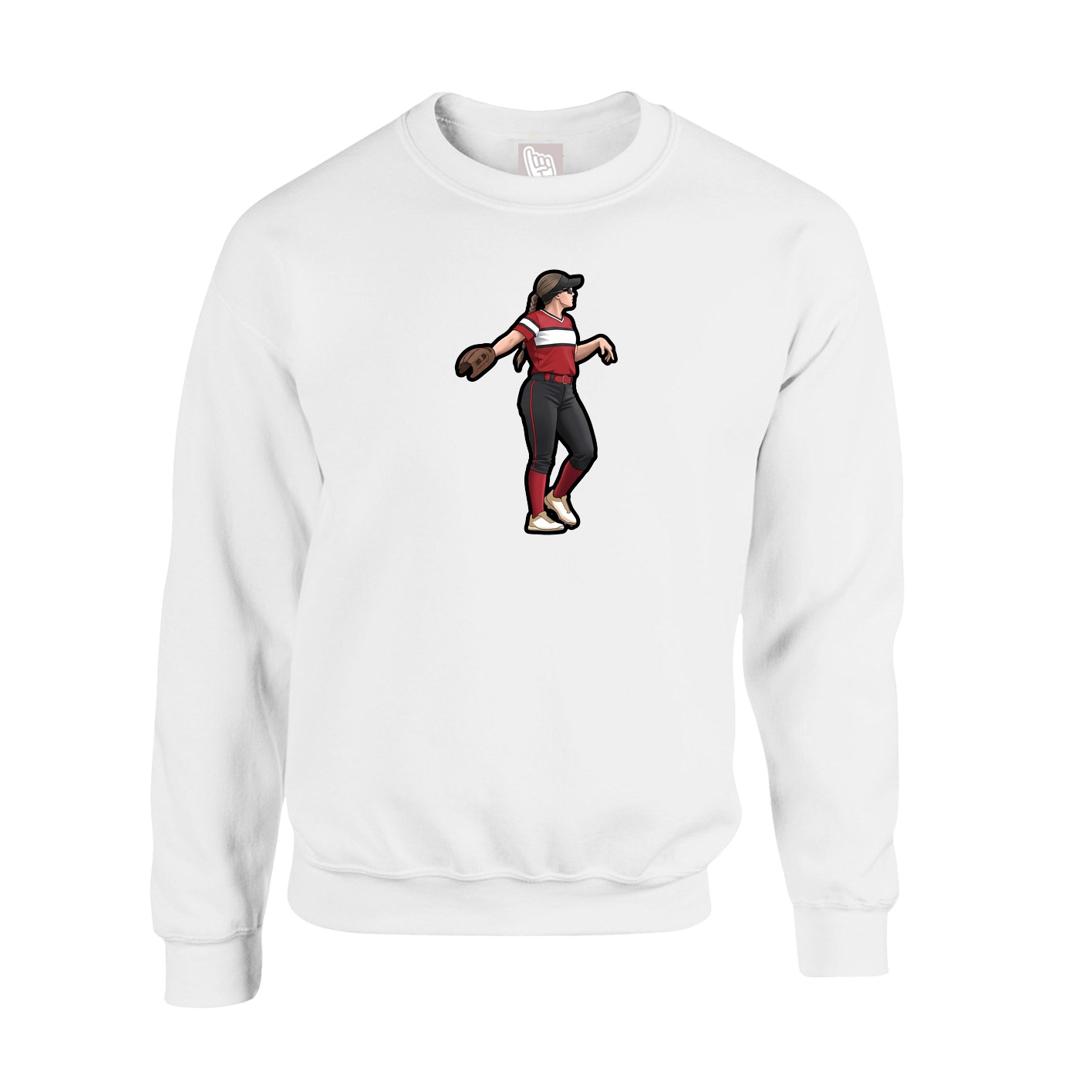 Fleece Crew — Name Vertical in White