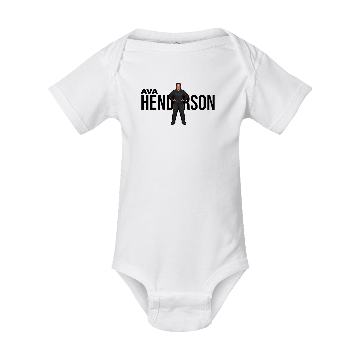 Baby Onesie — Player Name in White