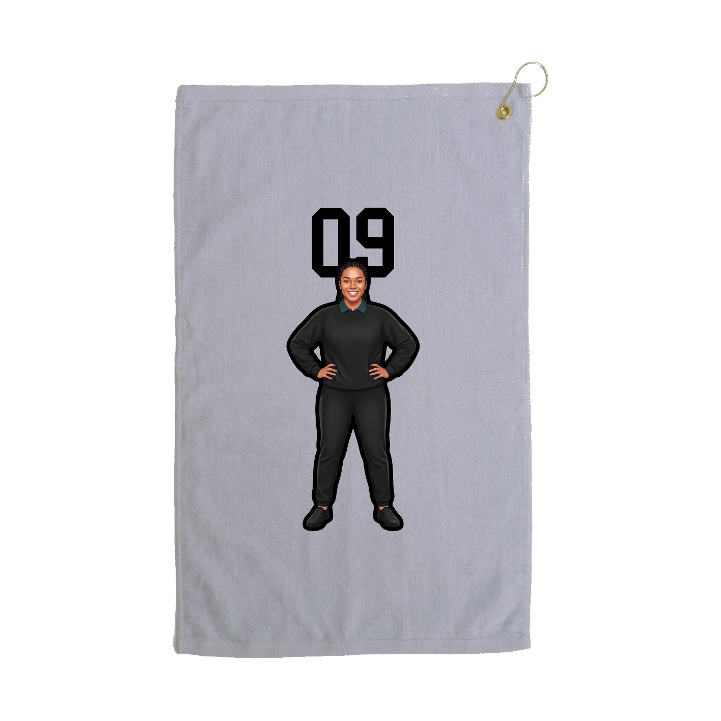 Golf Towel — Number Top in Grey