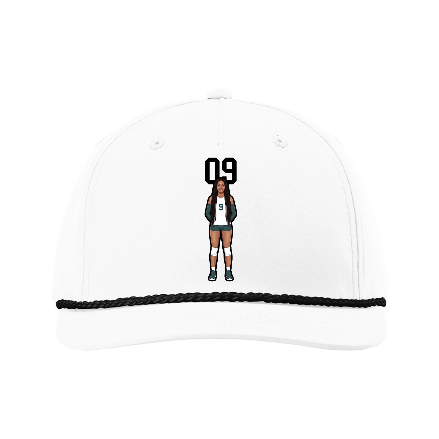 Five-Panel Classic Rope Cap — Number Top in White