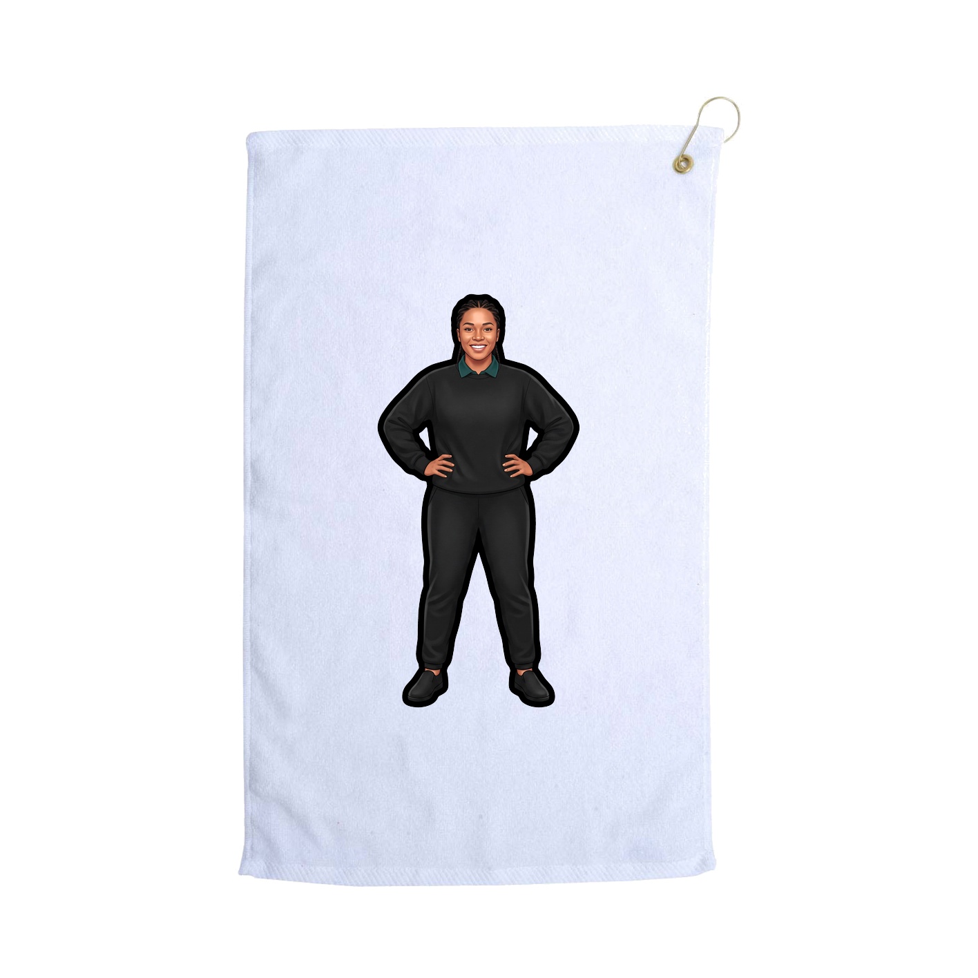 Golf Towel — Name Vertical in White