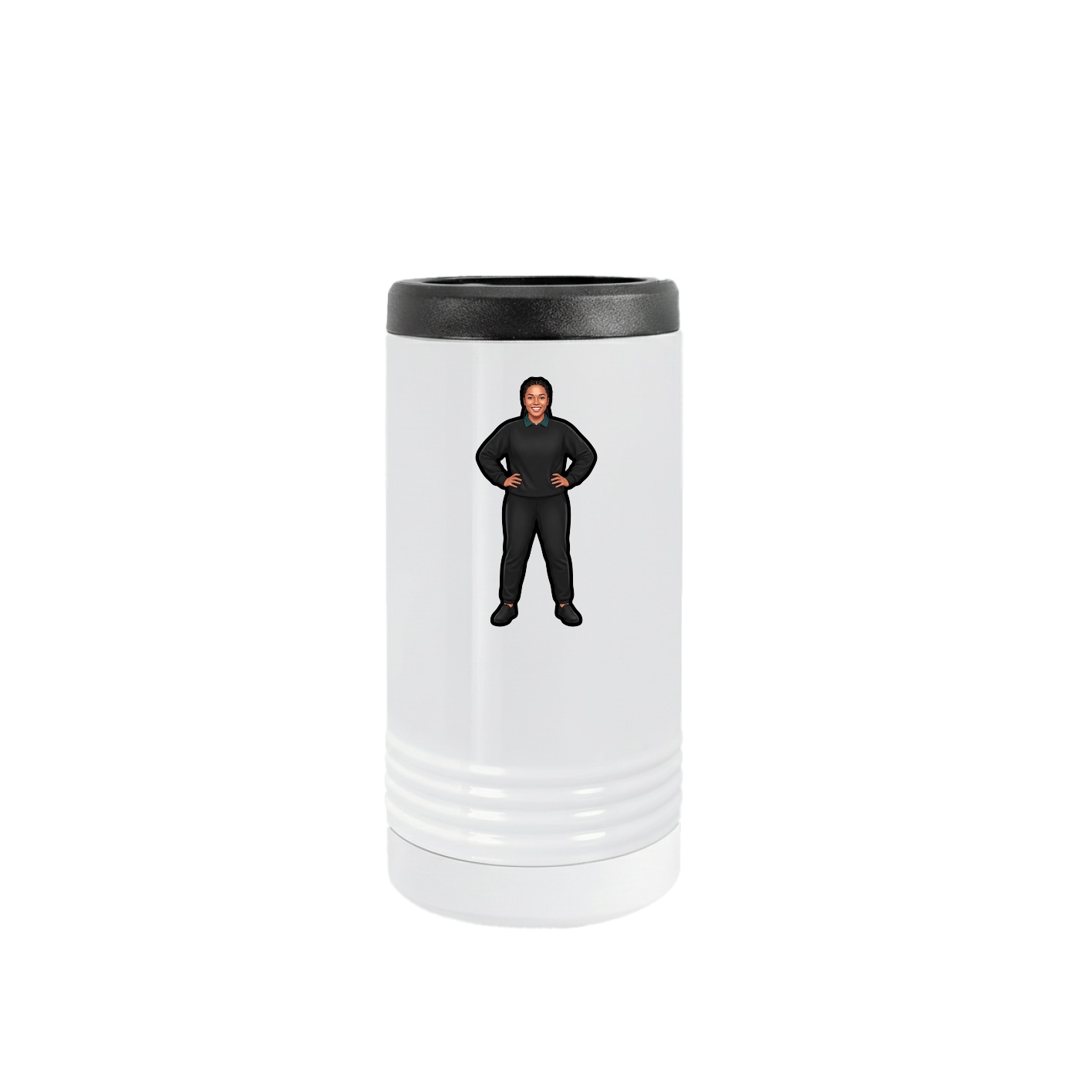 Slim Beverage Holder — Name Vertical in White