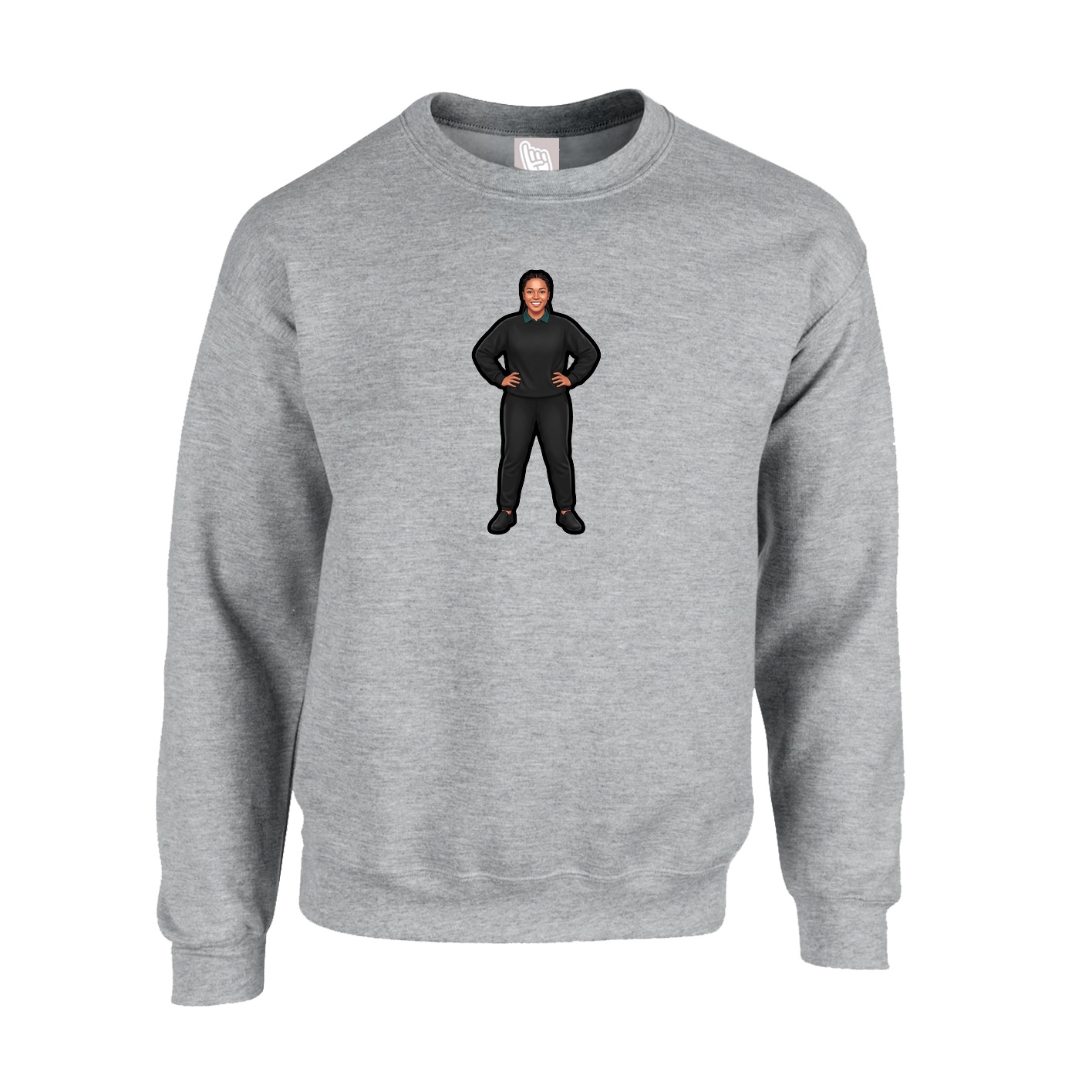 Fleece Crew — Name Vertical in Grey